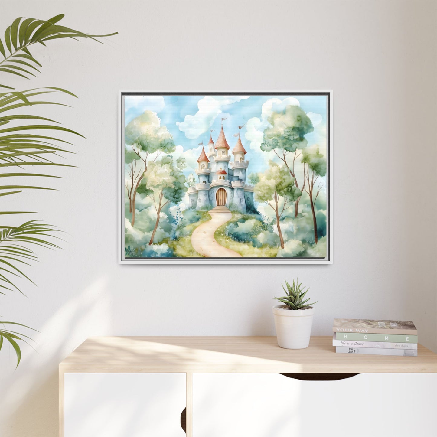 Whimsical Castle Art Print | Framed Matte Canvas for Home Decor