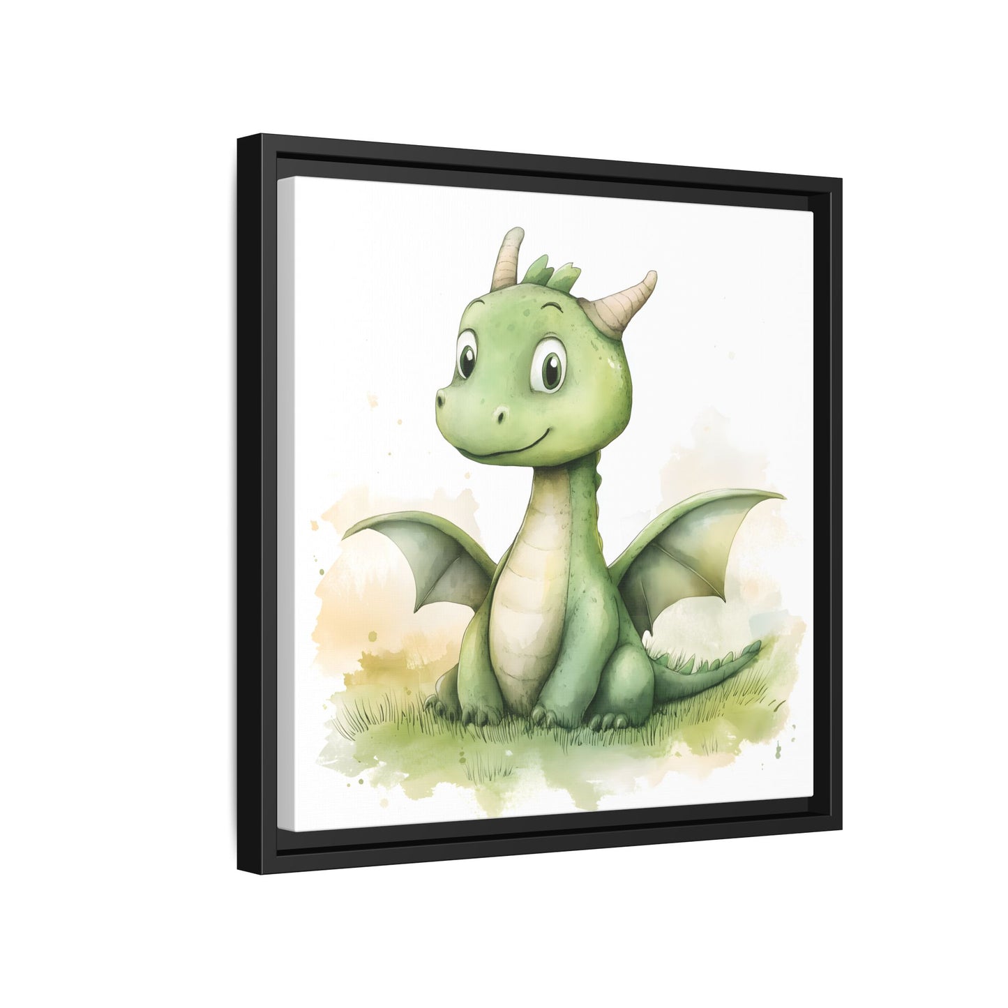 Cute Dragon Matte Canvas Wall Art - Framed Decor for Kids' Rooms