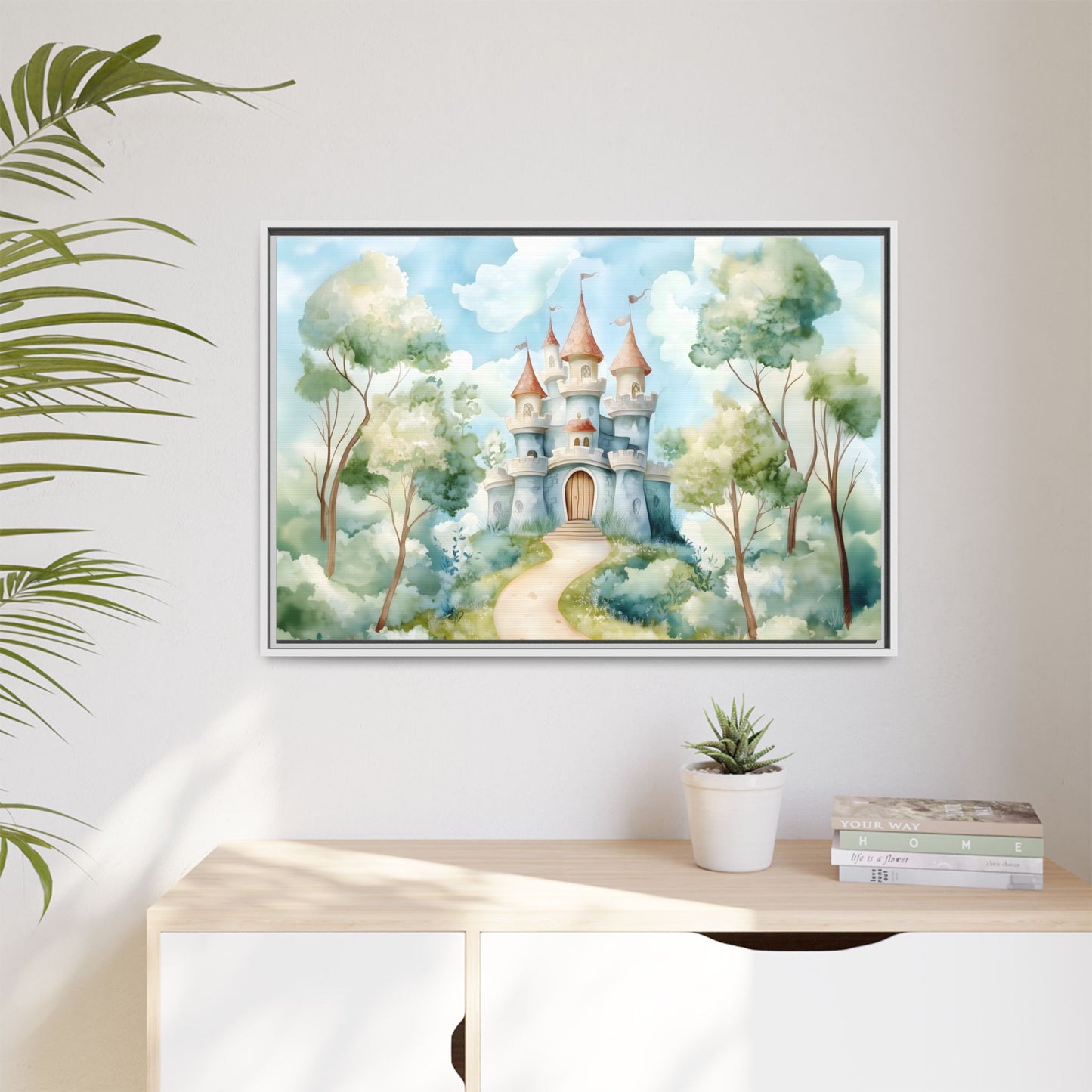 Whimsical Castle Art Print | Framed Matte Canvas for Home Decor