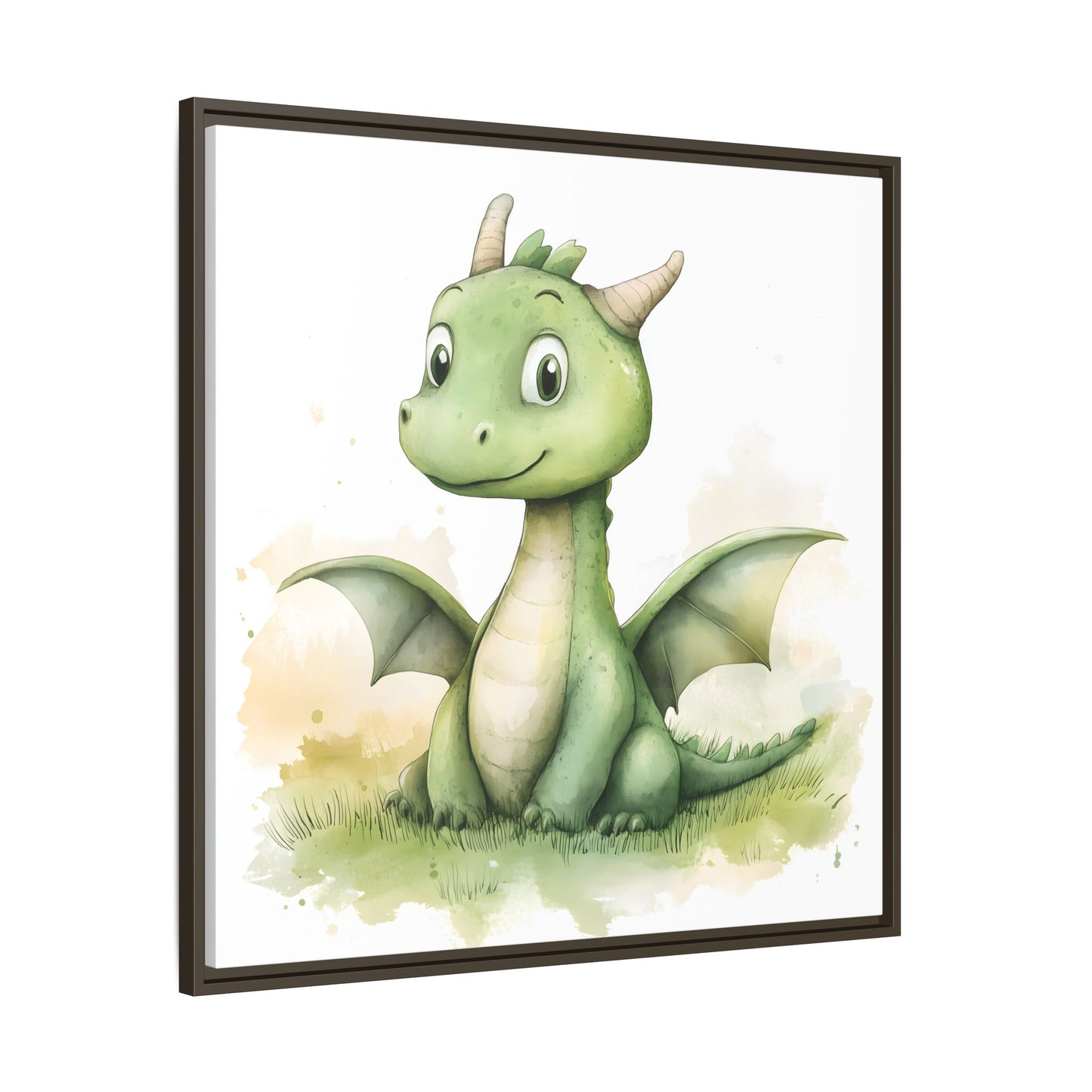 Cute Dragon Matte Canvas Wall Art - Framed Decor for Kids' Rooms