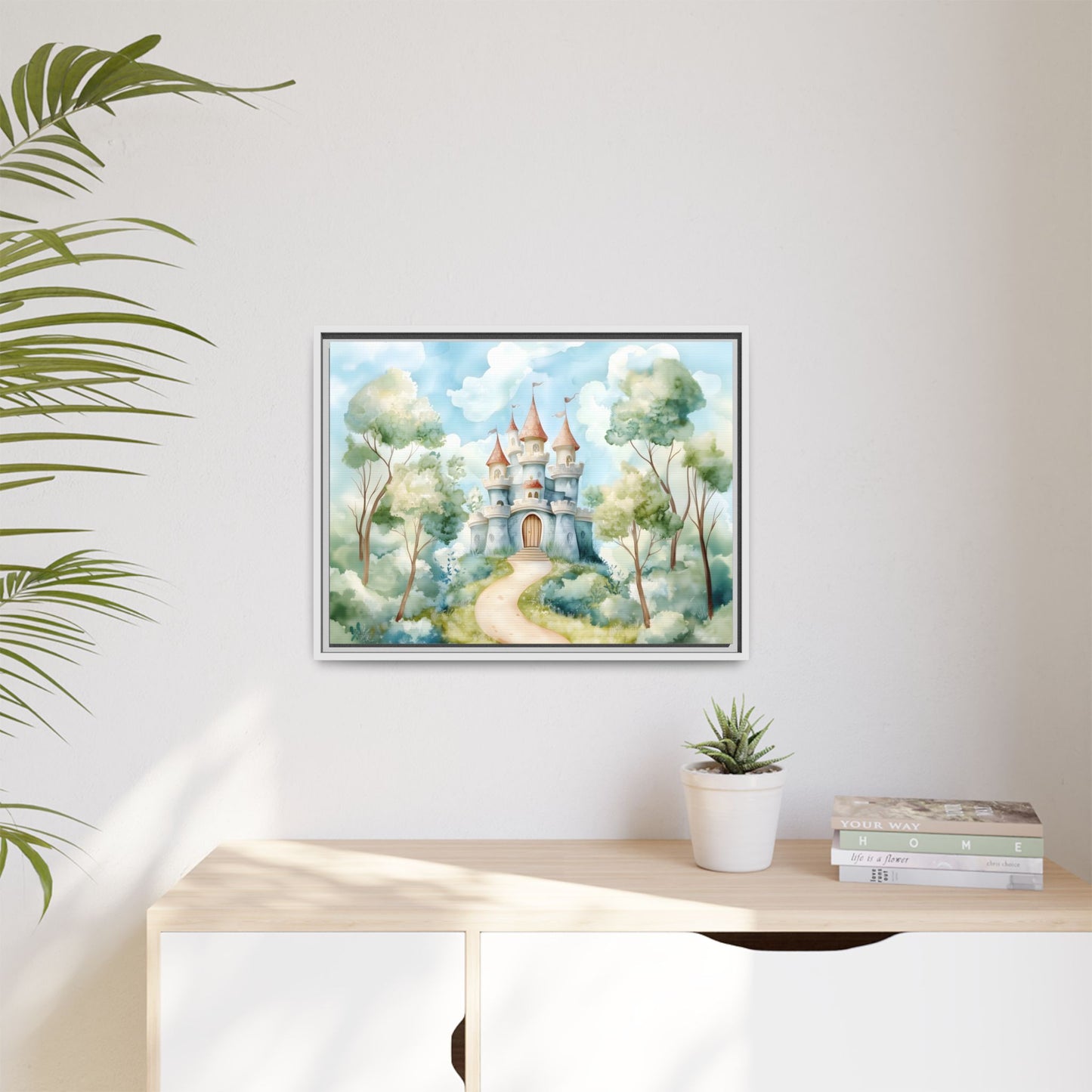 Whimsical Castle Art Print | Framed Matte Canvas for Home Decor