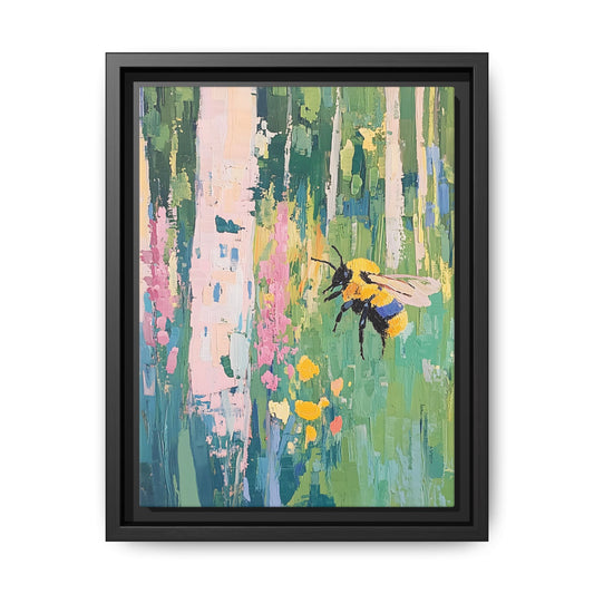 Bee Floral Canvas Art - Vibrant Framed Decor for Nature Lovers