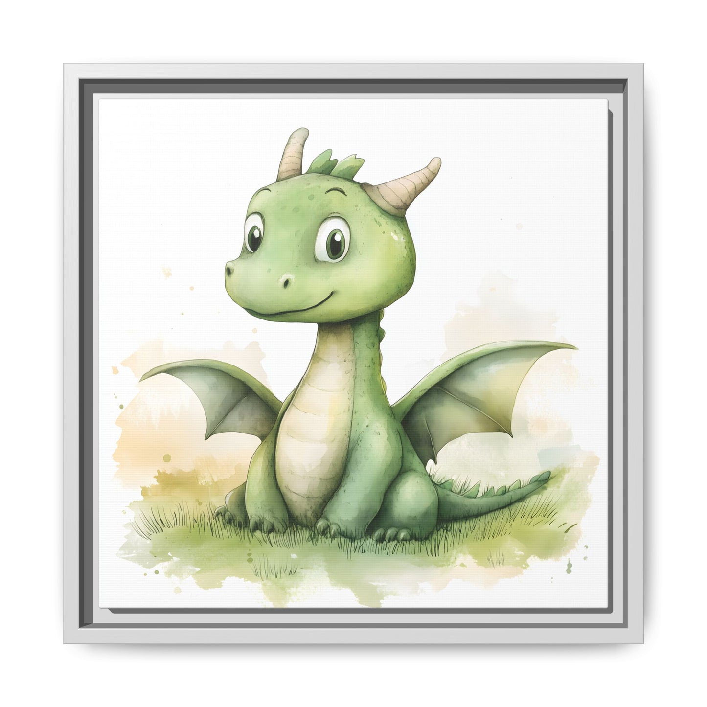 Cute Dragon Matte Canvas Wall Art - Framed Decor for Kids' Rooms