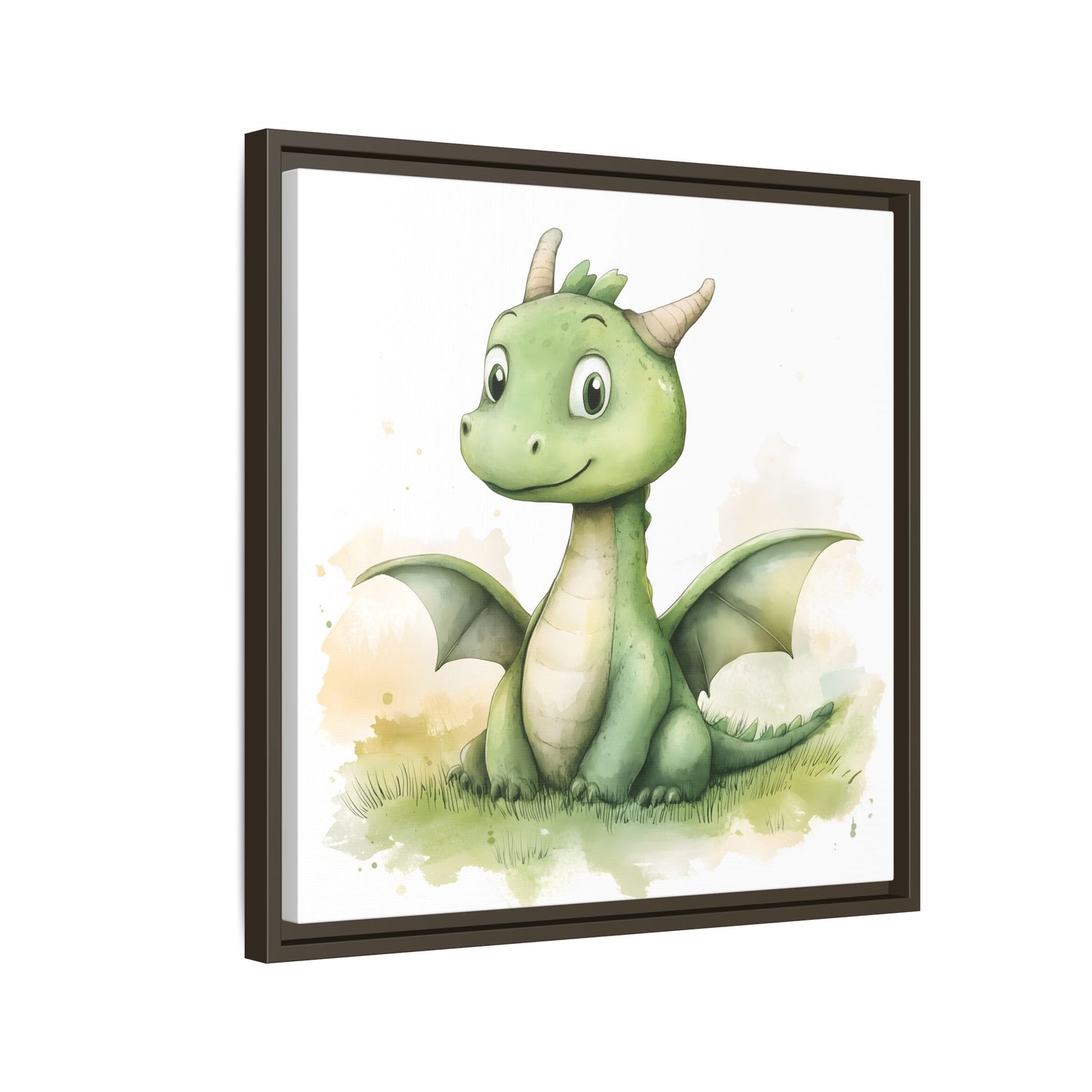 Cute Dragon Matte Canvas Wall Art - Framed Decor for Kids' Rooms