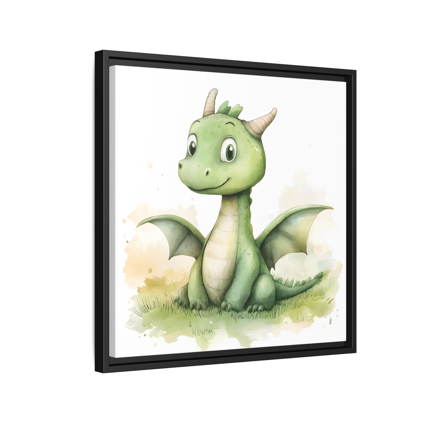 Cute Dragon Matte Canvas Wall Art - Framed Decor for Kids' Rooms