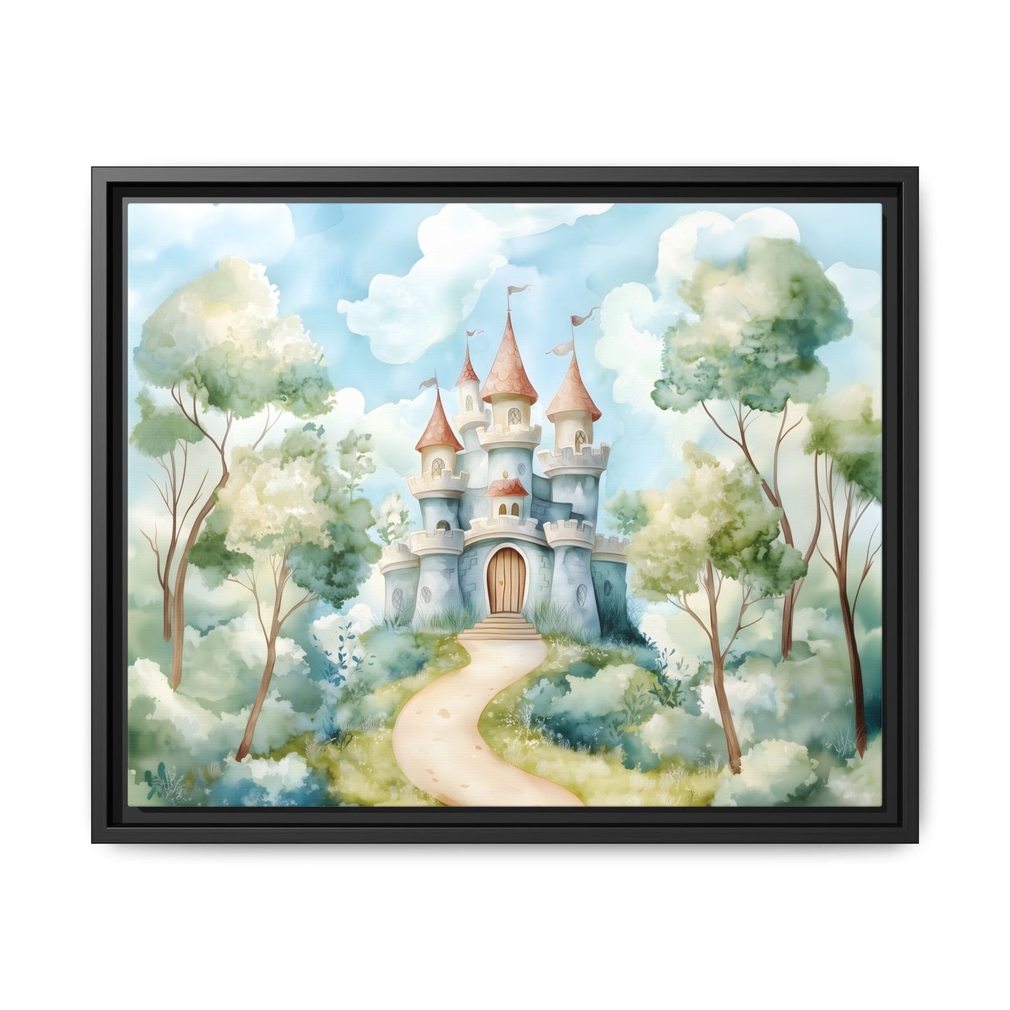 Whimsical Castle Art Print | Framed Matte Canvas for Home Decor