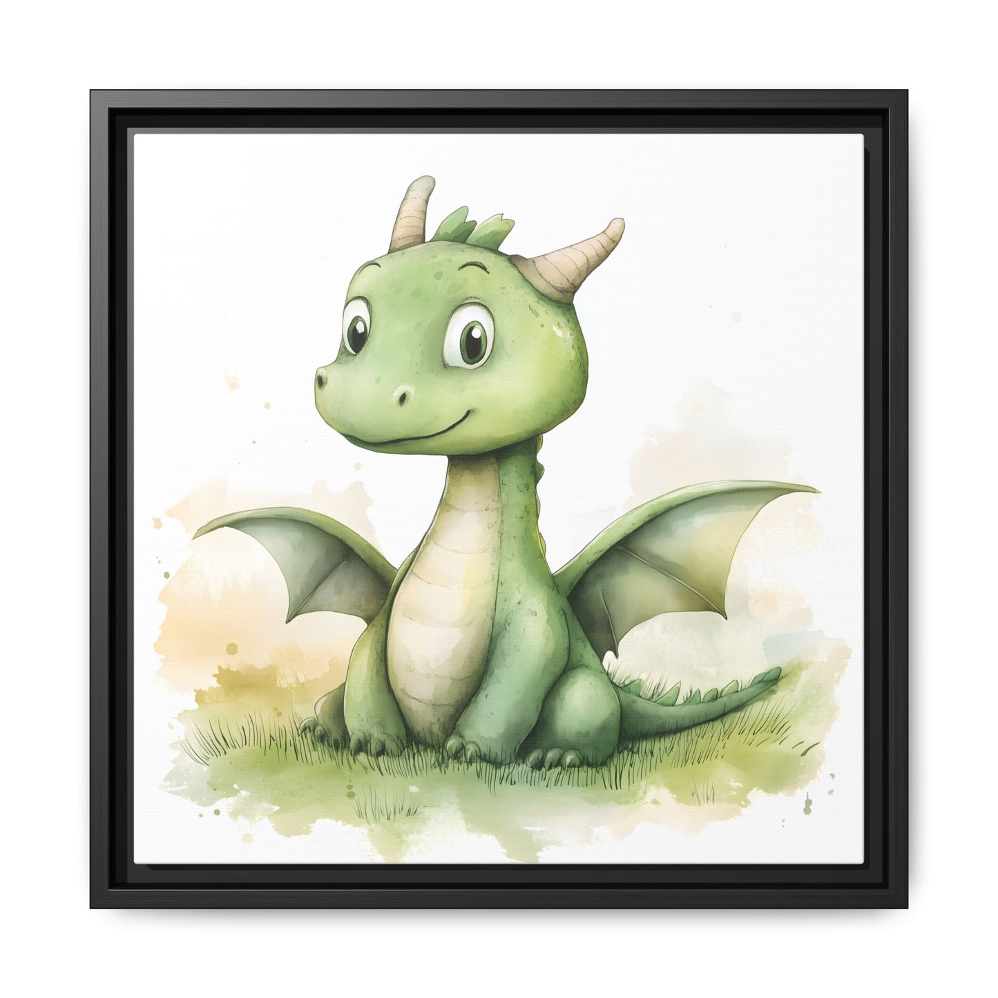 Cute Dragon Matte Canvas Wall Art - Framed Decor for Kids' Rooms