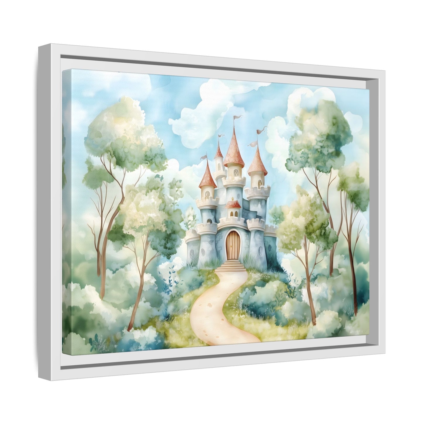 Whimsical Castle Art Print | Framed Matte Canvas for Home Decor