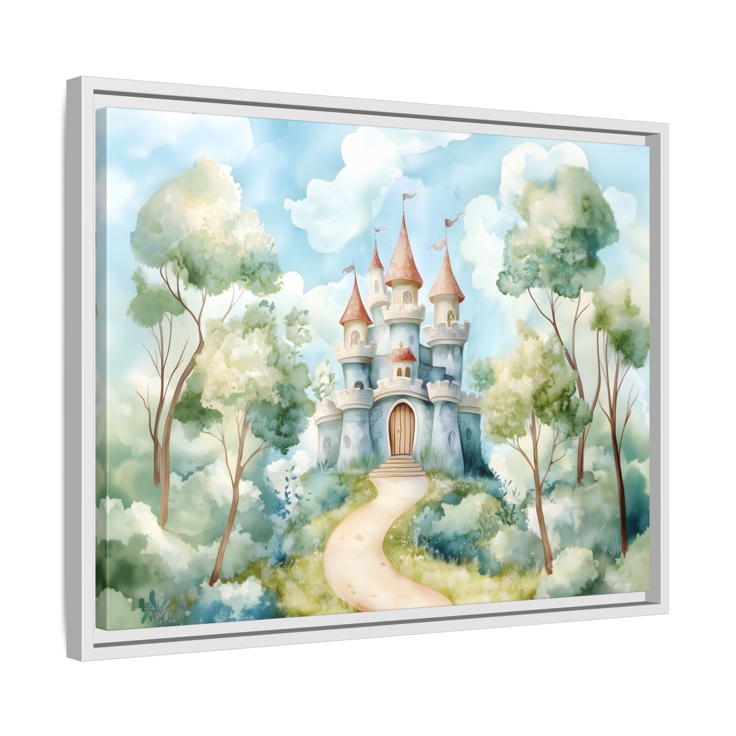 Whimsical Castle Art Print | Framed Matte Canvas for Home Decor