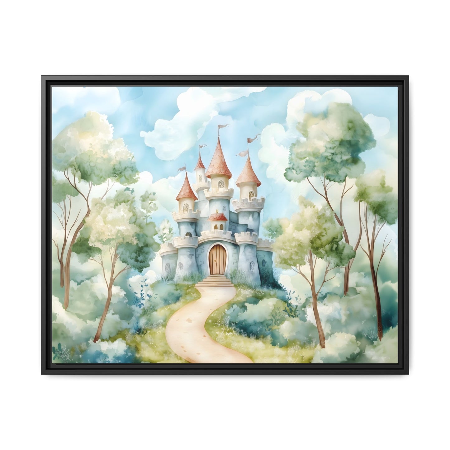 Whimsical Castle Art Print | Framed Matte Canvas for Home Decor