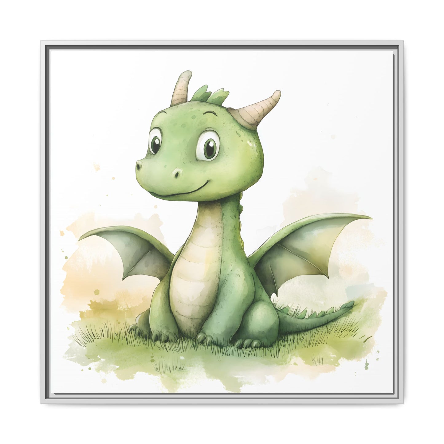 Cute Dragon Matte Canvas Wall Art - Framed Decor for Kids' Rooms