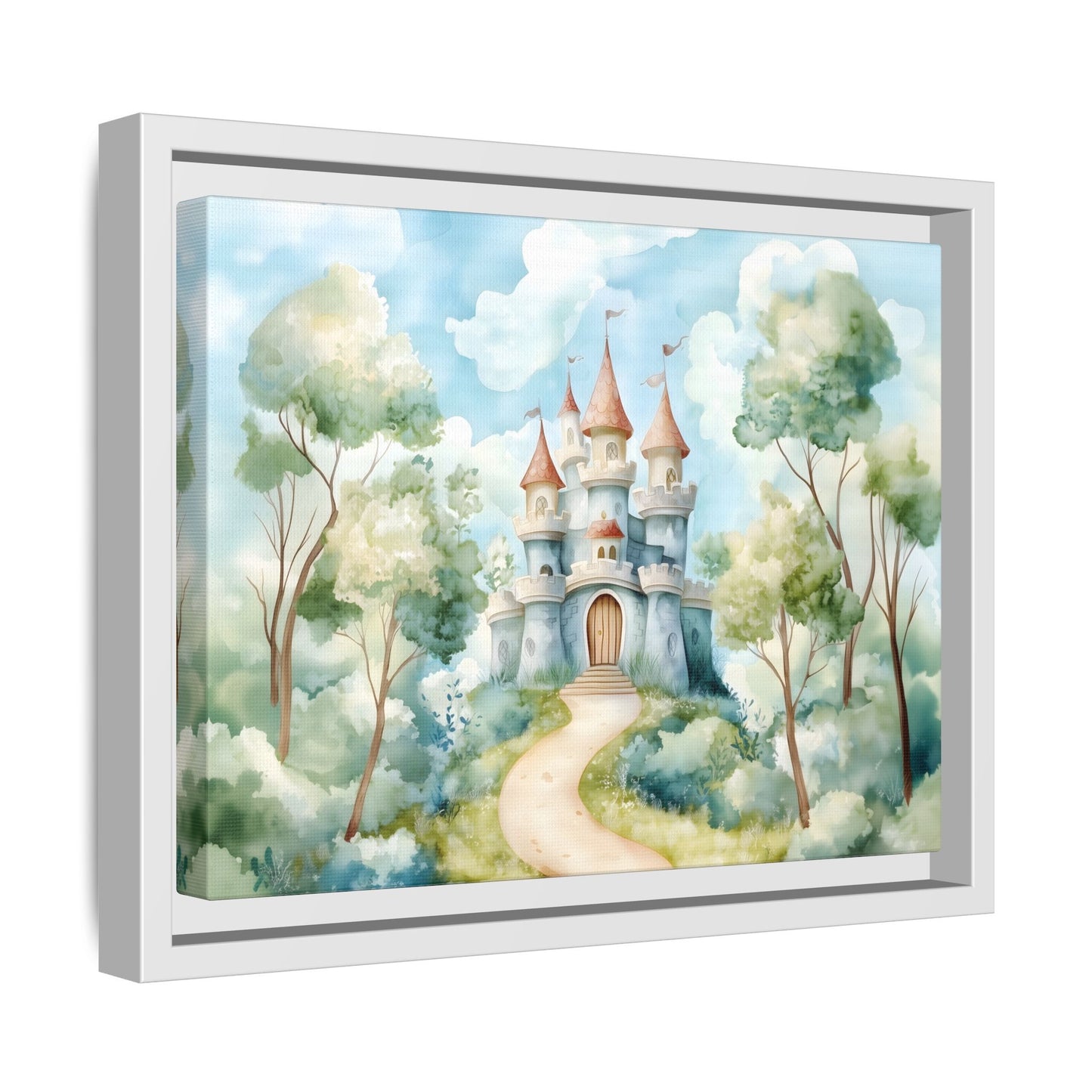 Whimsical Castle Art Print | Framed Matte Canvas for Home Decor