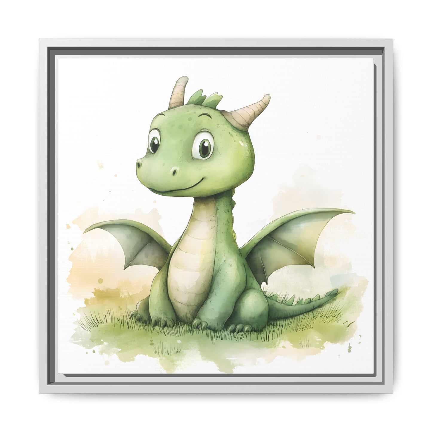 Cute Dragon Matte Canvas Wall Art - Framed Decor for Kids' Rooms