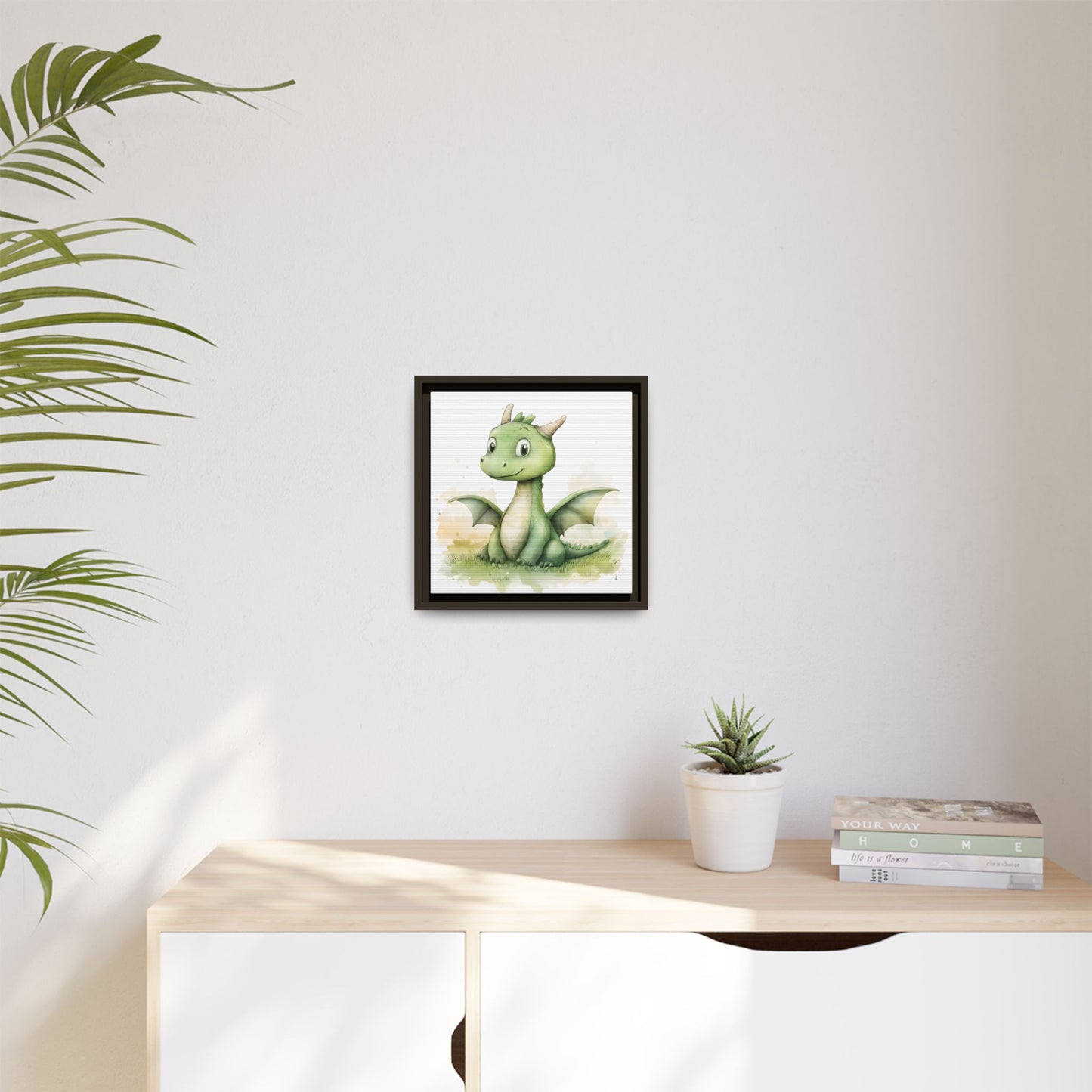 Cute Dragon Matte Canvas Wall Art - Framed Decor for Kids' Rooms