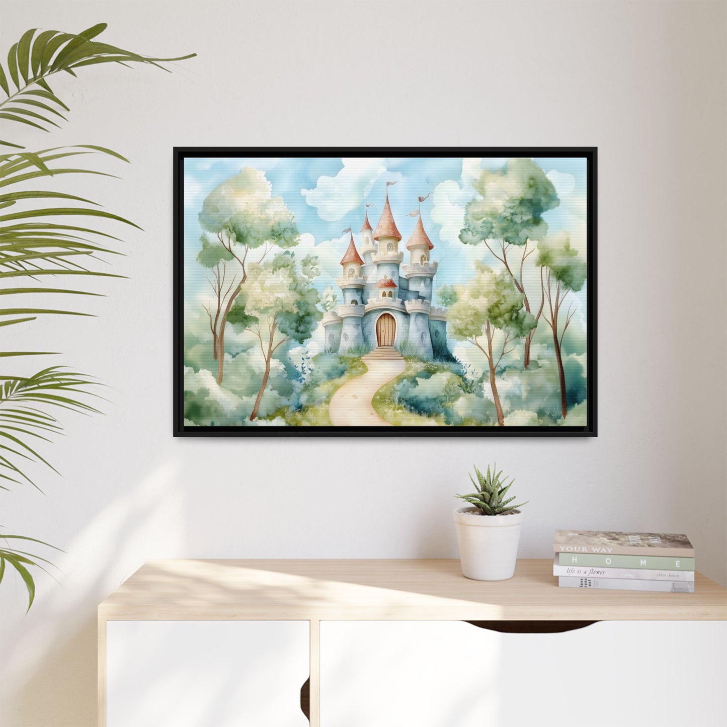 Whimsical Castle Art Print | Framed Matte Canvas for Home Decor