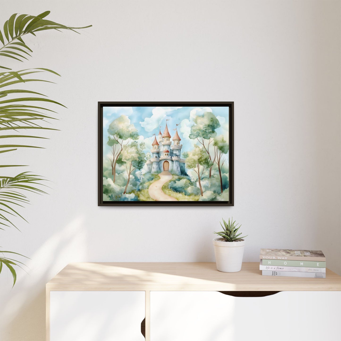 Whimsical Castle Art Print | Framed Matte Canvas for Home Decor
