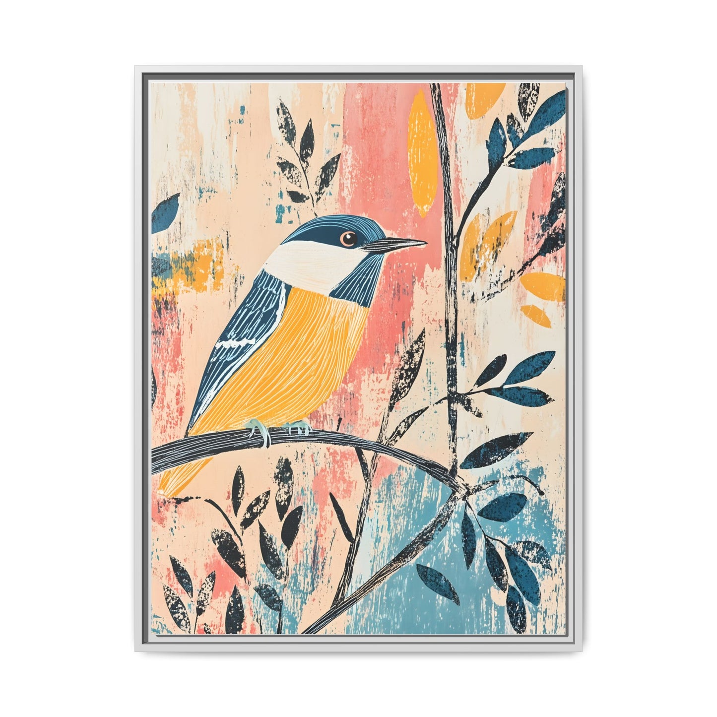 Colorful Bird Wall Art Print - Matte Canvas Framed Decor