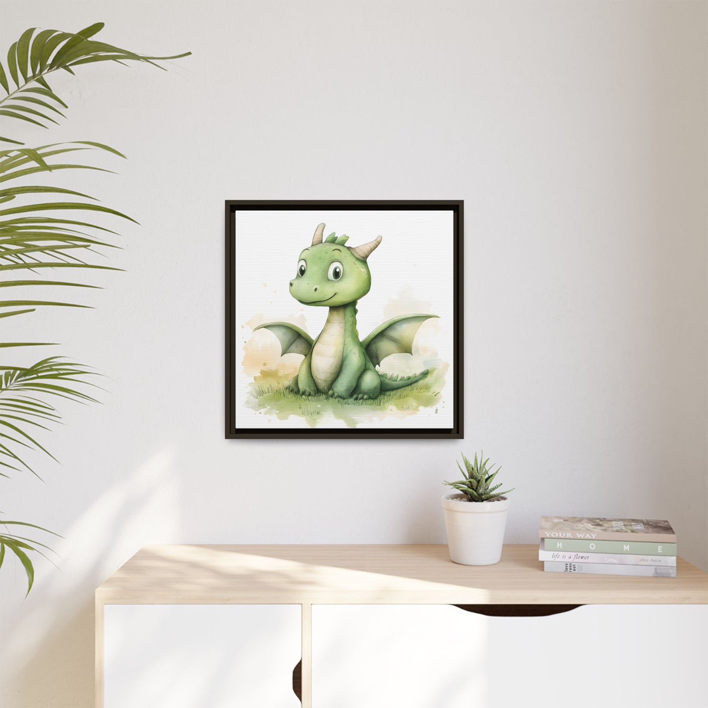 Cute Dragon Matte Canvas Wall Art - Framed Decor for Kids' Rooms