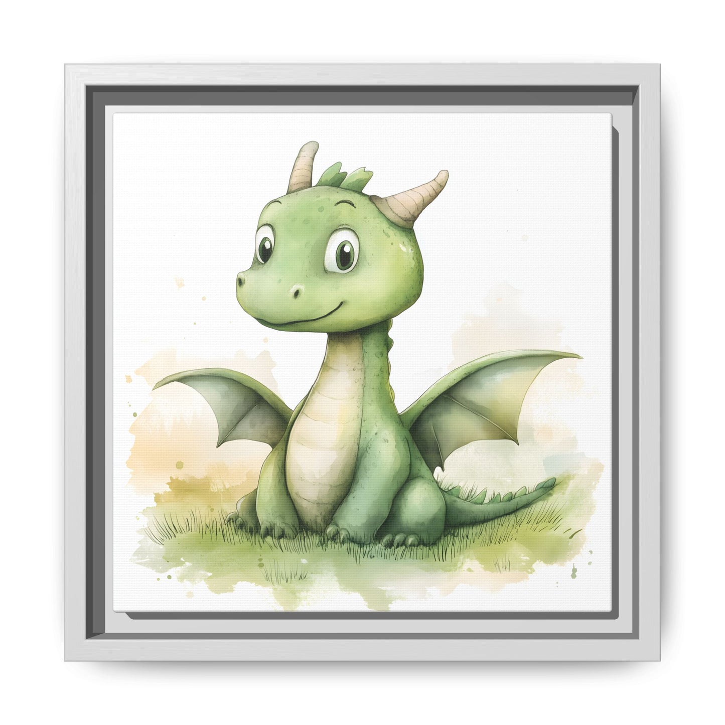 Cute Dragon Matte Canvas Wall Art - Framed Decor for Kids' Rooms