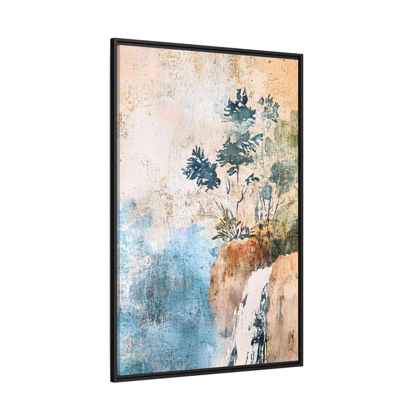 Framed watercolor canvas print of misty forest landscape, ideal wall art for adding elegance and serenity to any room decor.