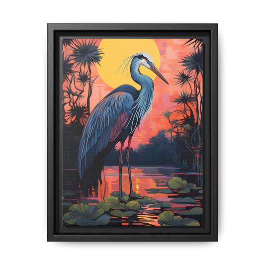 Colorful Heron Art Canvas Print - Framed Wall Decor