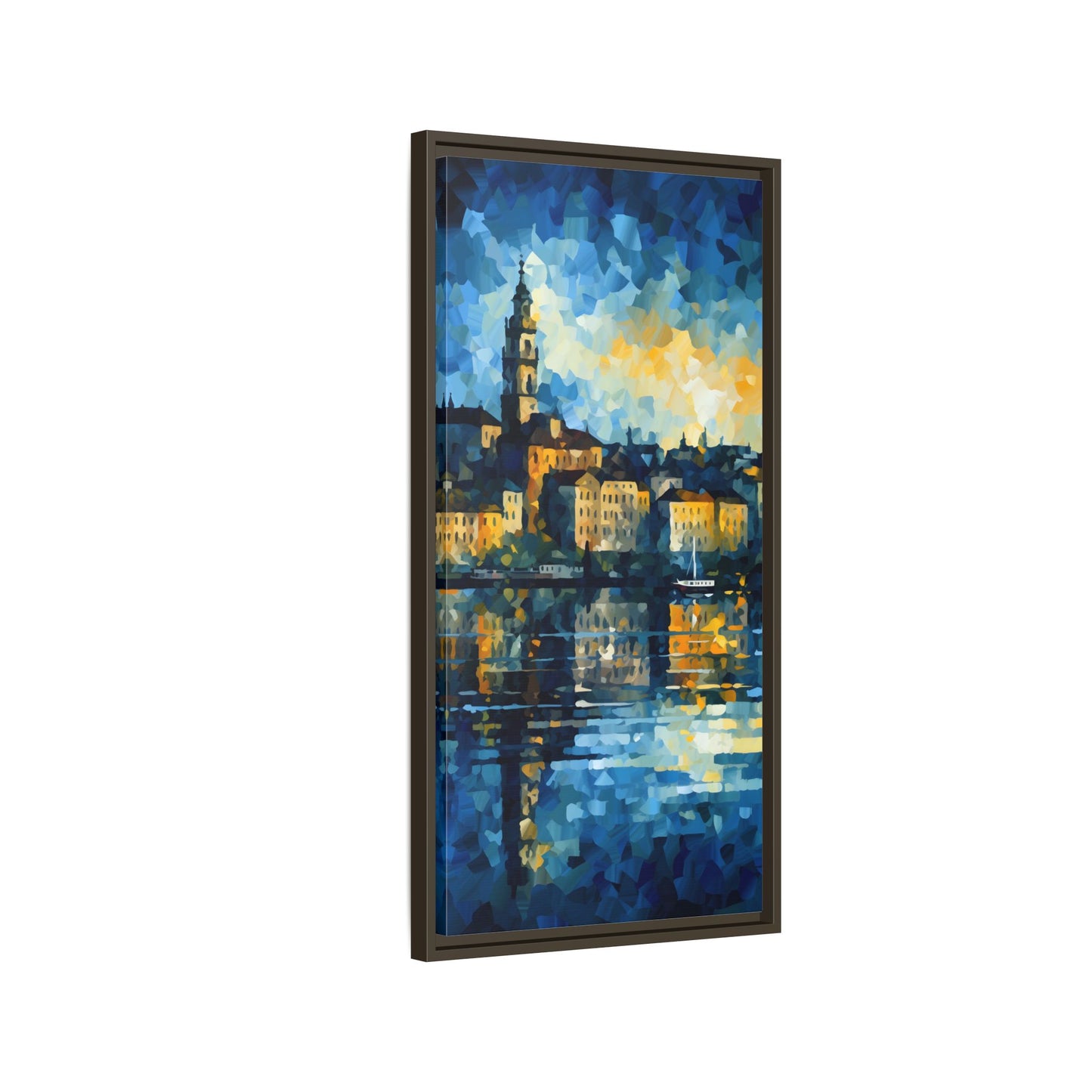 Colorful Framed Matte Canvas Art - Vibrant Cityscape Wall Decor