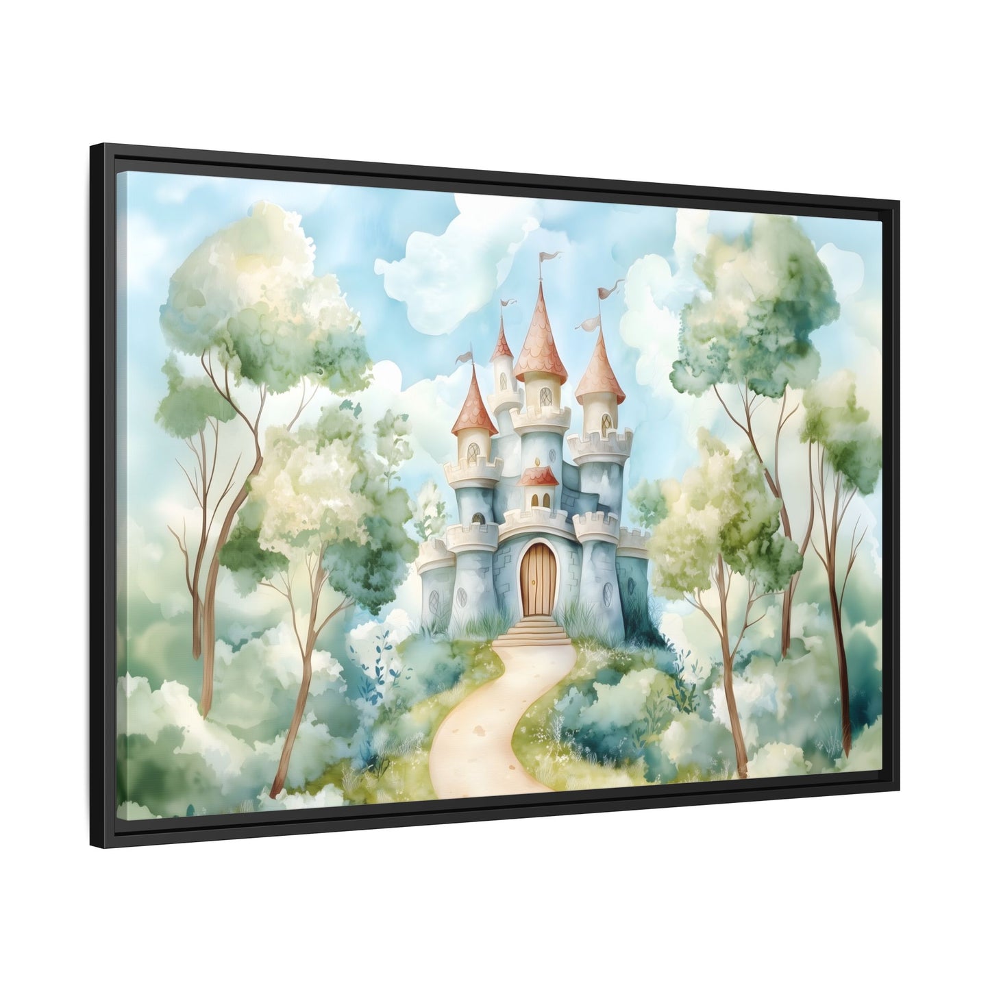Whimsical Castle Art Print | Framed Matte Canvas for Home Decor