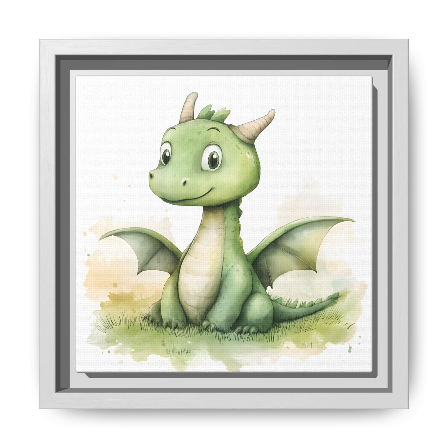 Cute Dragon Matte Canvas Wall Art - Framed Decor for Kids' Rooms