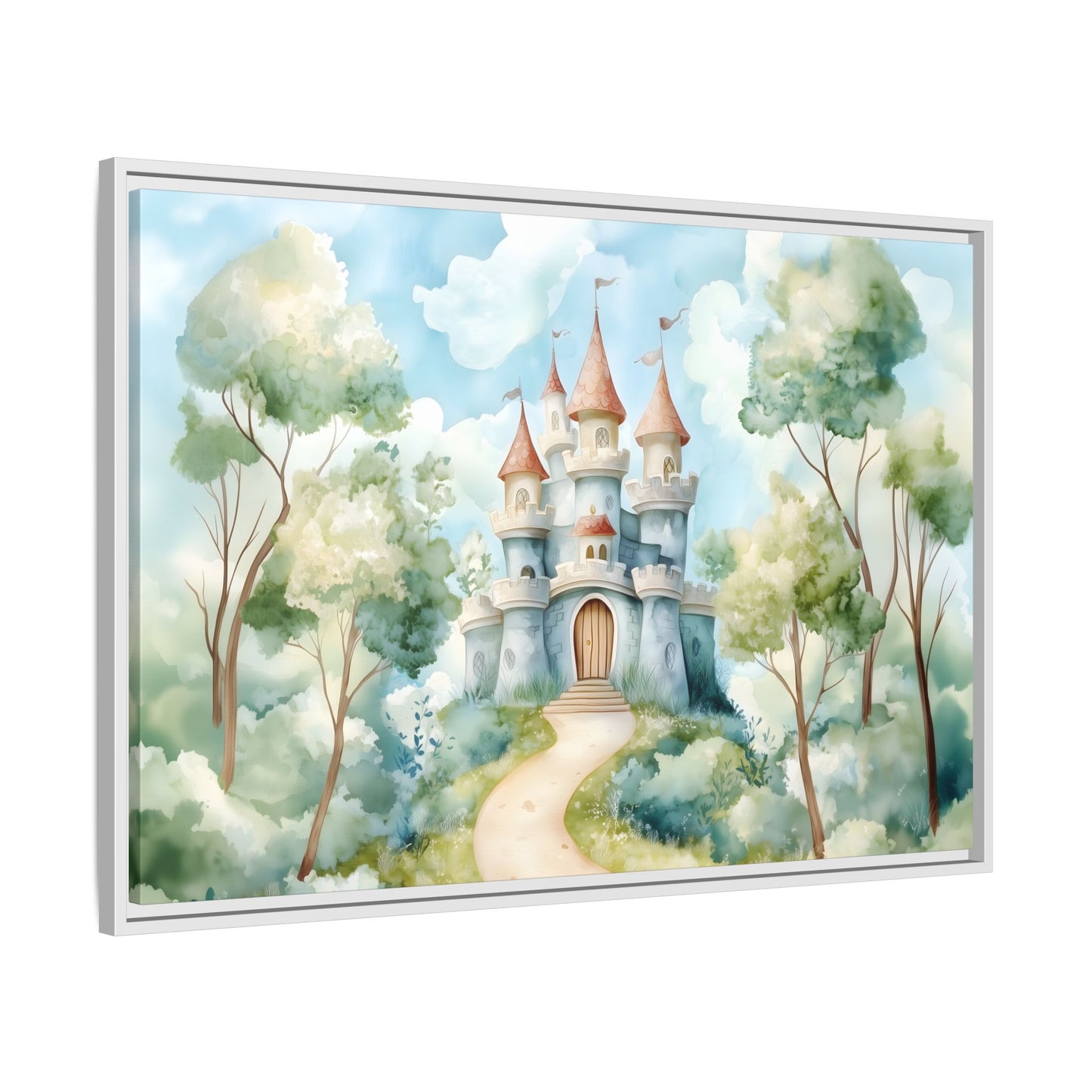 Whimsical Castle Art Print | Framed Matte Canvas for Home Decor