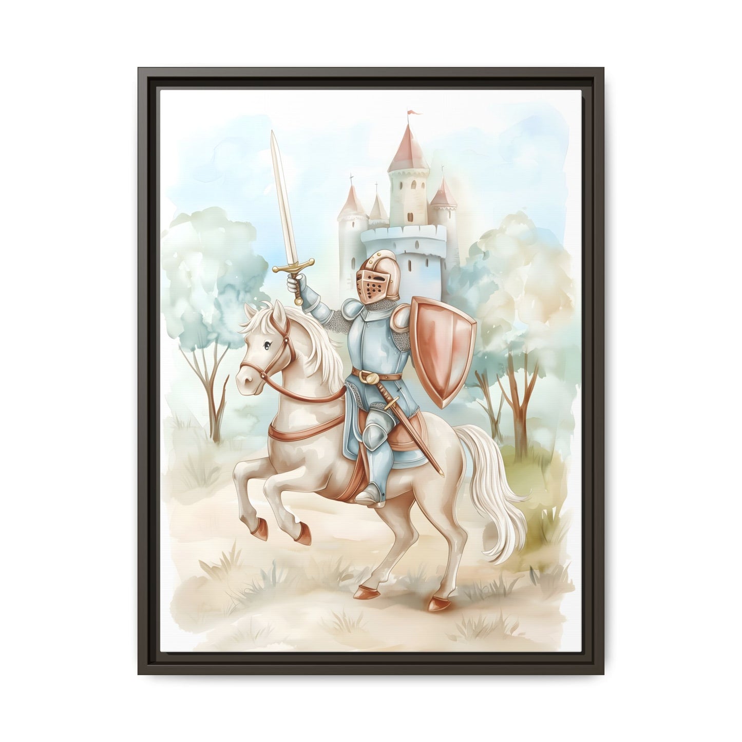 Knight and Horse Framed Matte Canvas Wall Art
