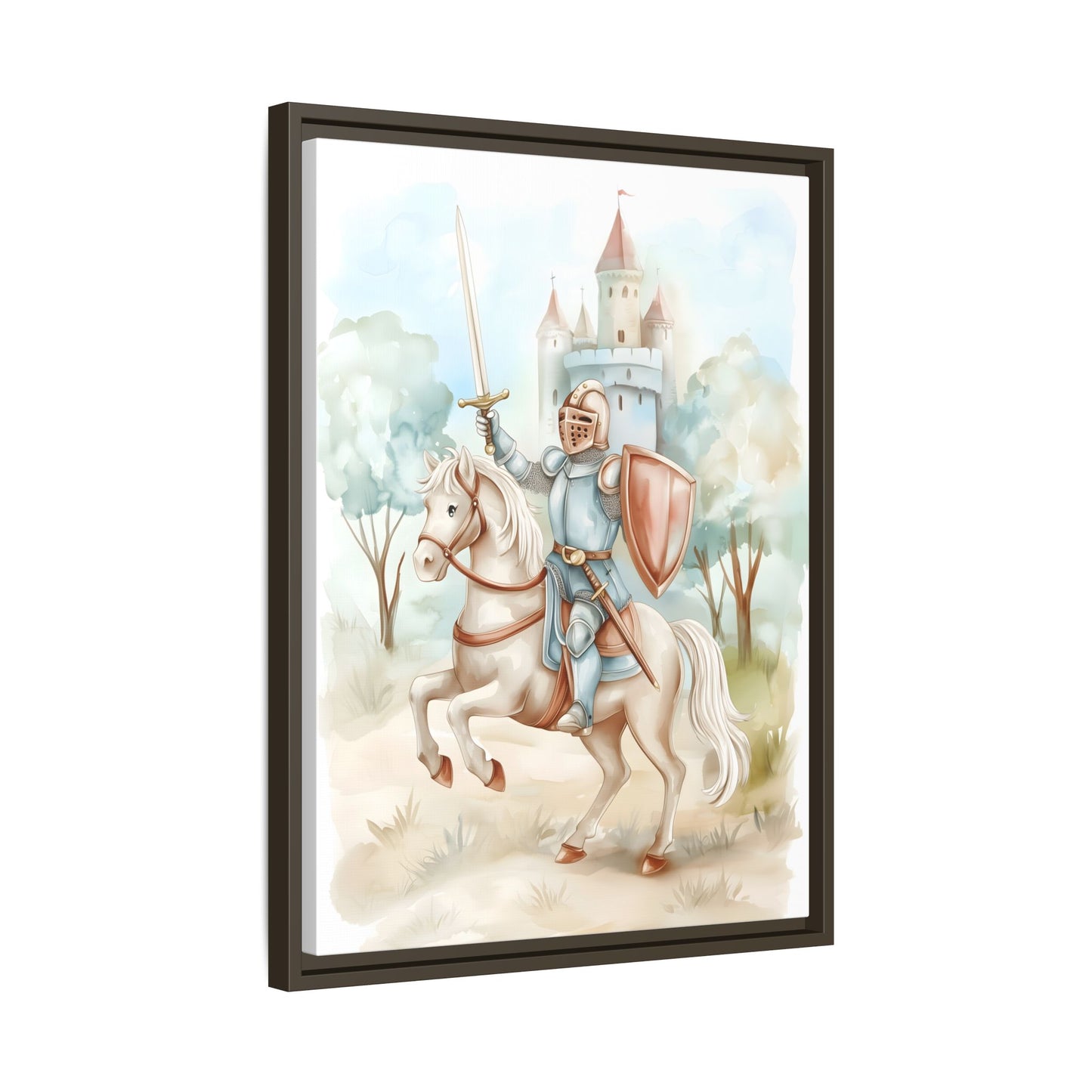 Knight and Horse Framed Matte Canvas Wall Art