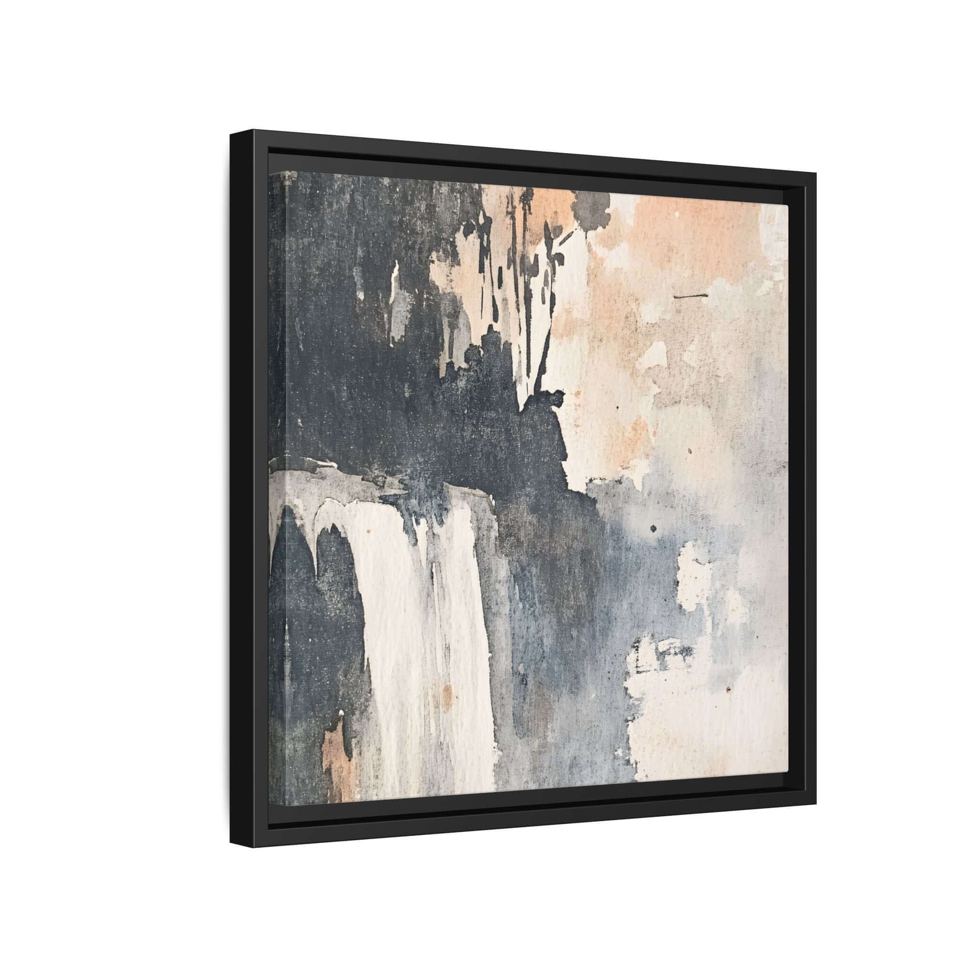 Framed abstract waterfall art print on matte canvas, perfect for modern home decor. Various sizes available.