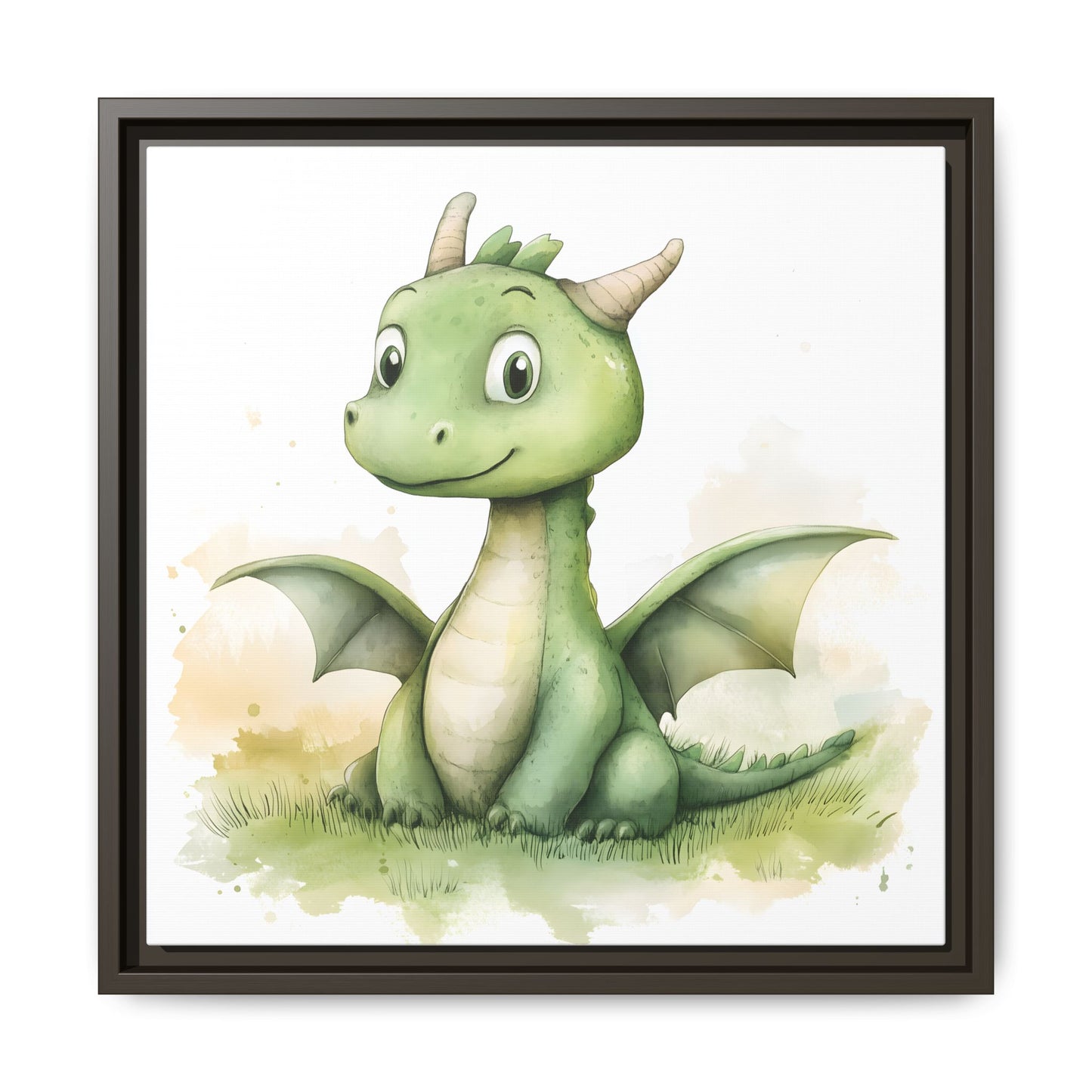 Cute Dragon Matte Canvas Wall Art - Framed Decor for Kids' Rooms