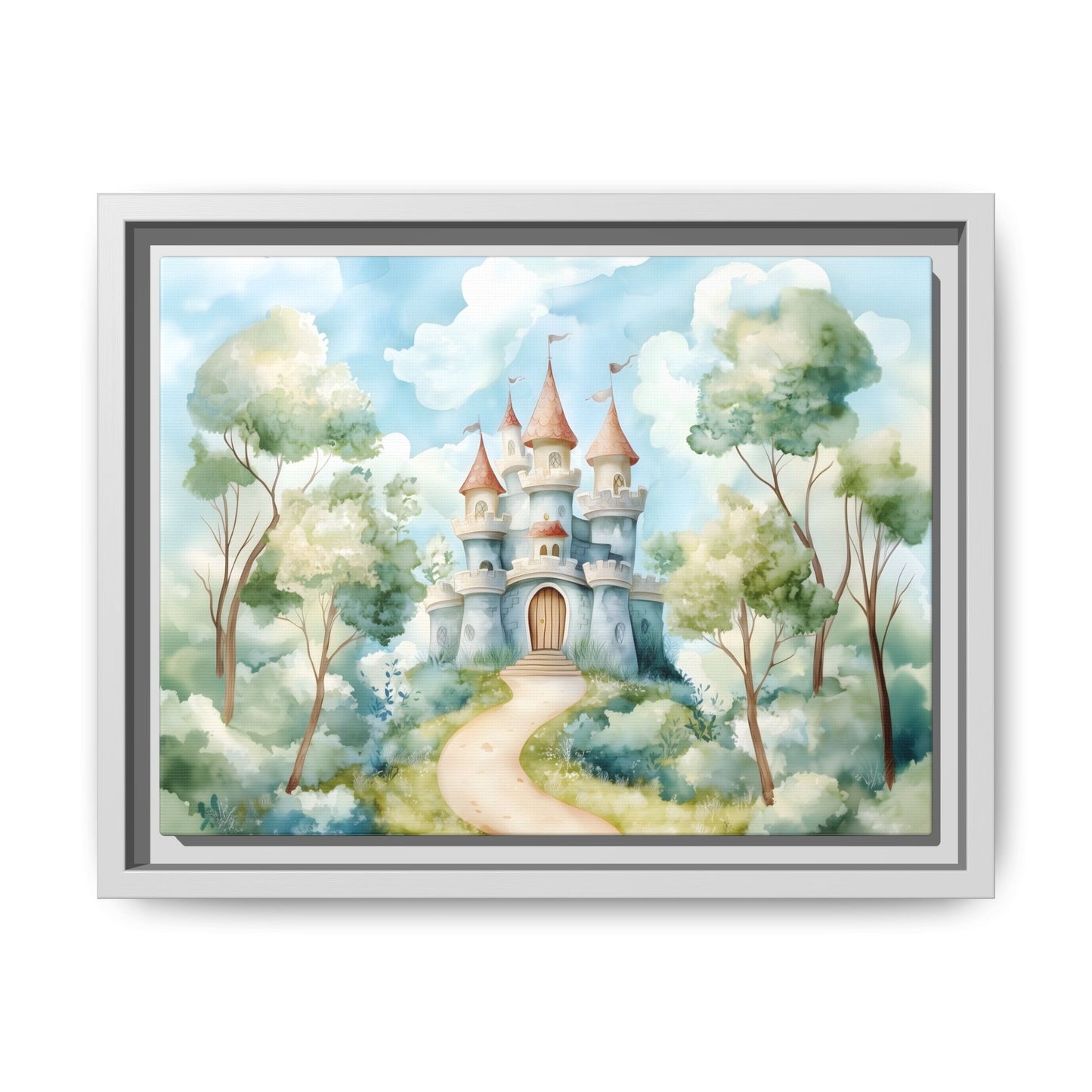 Whimsical Castle Art Print | Framed Matte Canvas for Home Decor