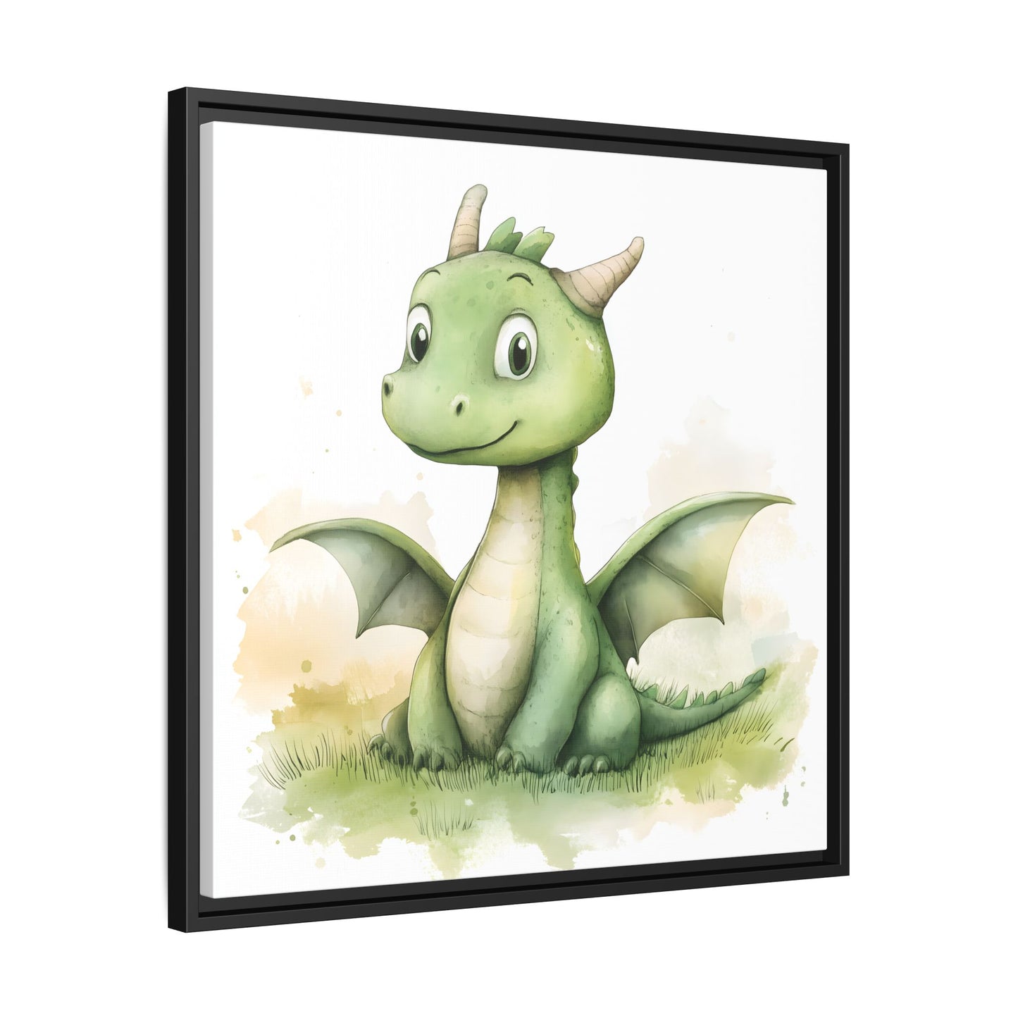 Cute Dragon Matte Canvas Wall Art - Framed Decor for Kids' Rooms