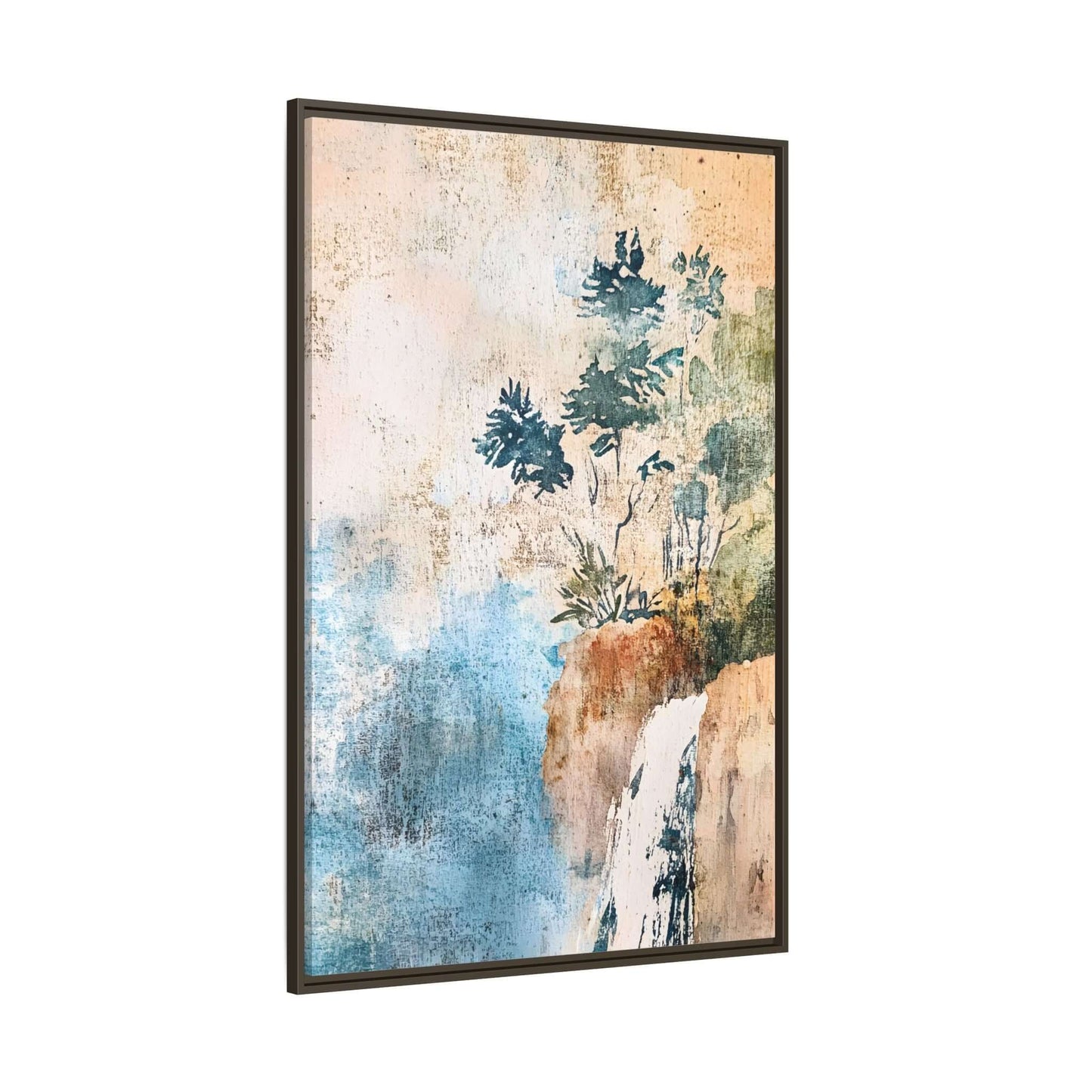 Framed watercolor canvas print of a misty forest landscape, perfect for adding elegance and serenity to any room's decor.