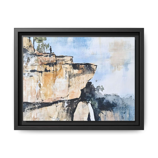 Framed impressionistic landscape waterfall canvas wall art showcasing serene natural scenery.