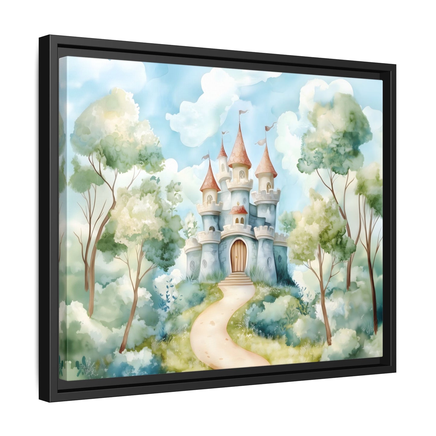 Whimsical Castle Art Print | Framed Matte Canvas for Home Decor