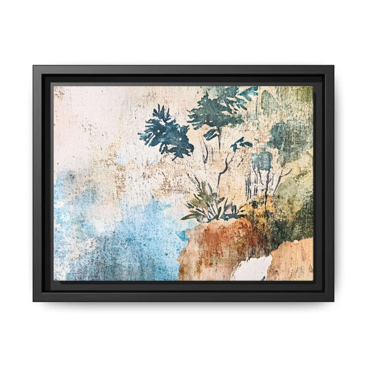 Framed watercolor canvas print featuring a serene misty forest landscape, perfect for adding elegance and tranquility to any room decor.