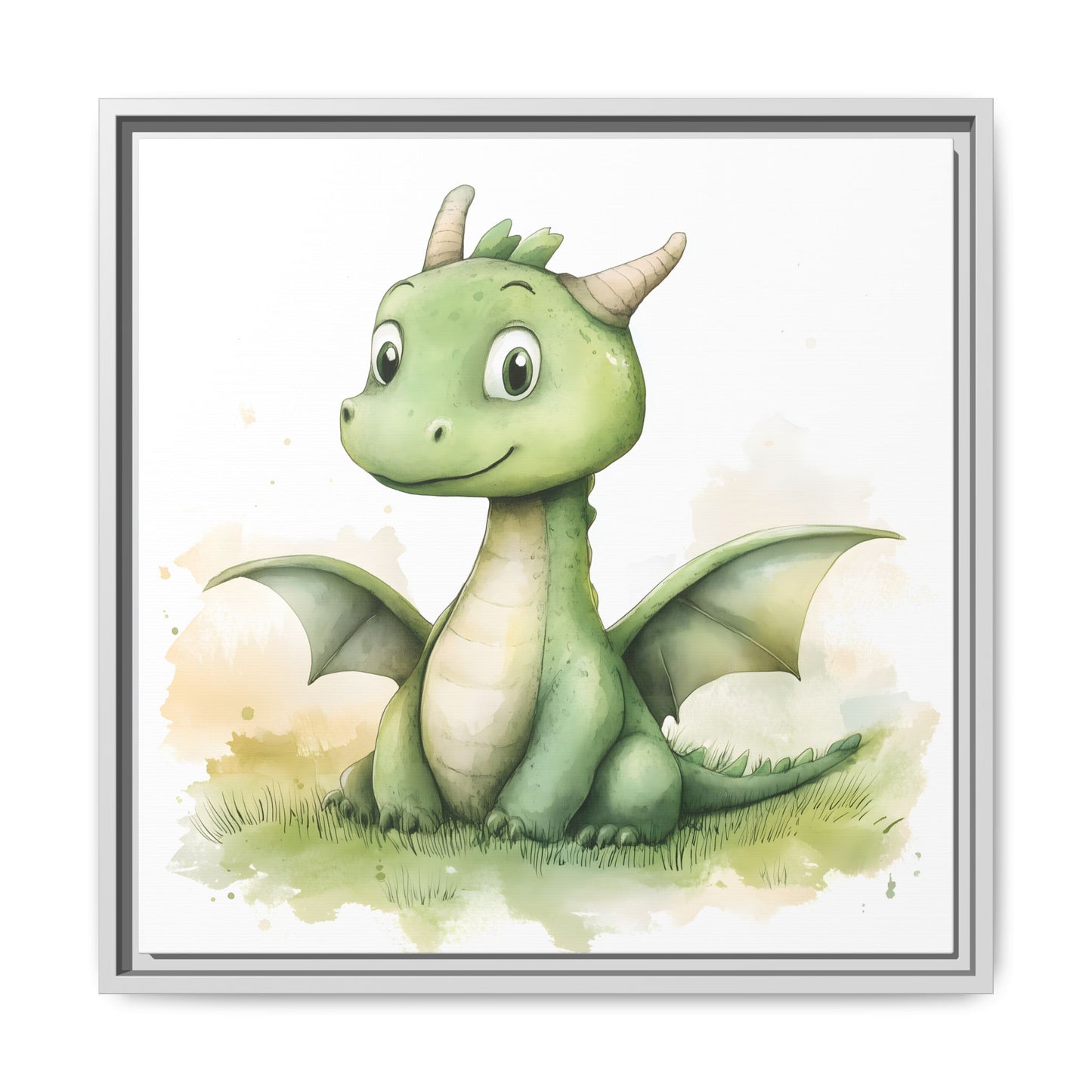 Cute Dragon Matte Canvas Wall Art - Framed Decor for Kids' Rooms