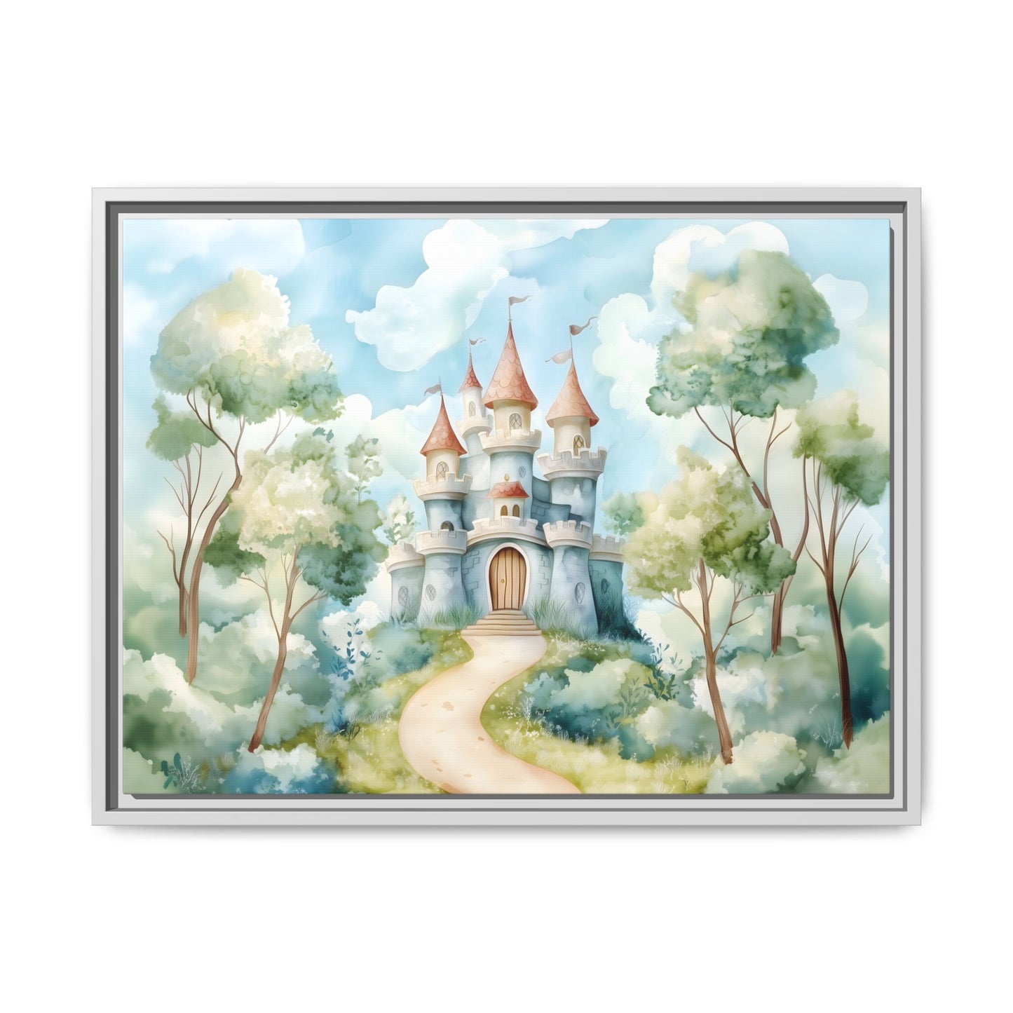 Whimsical Castle Art Print | Framed Matte Canvas for Home Decor