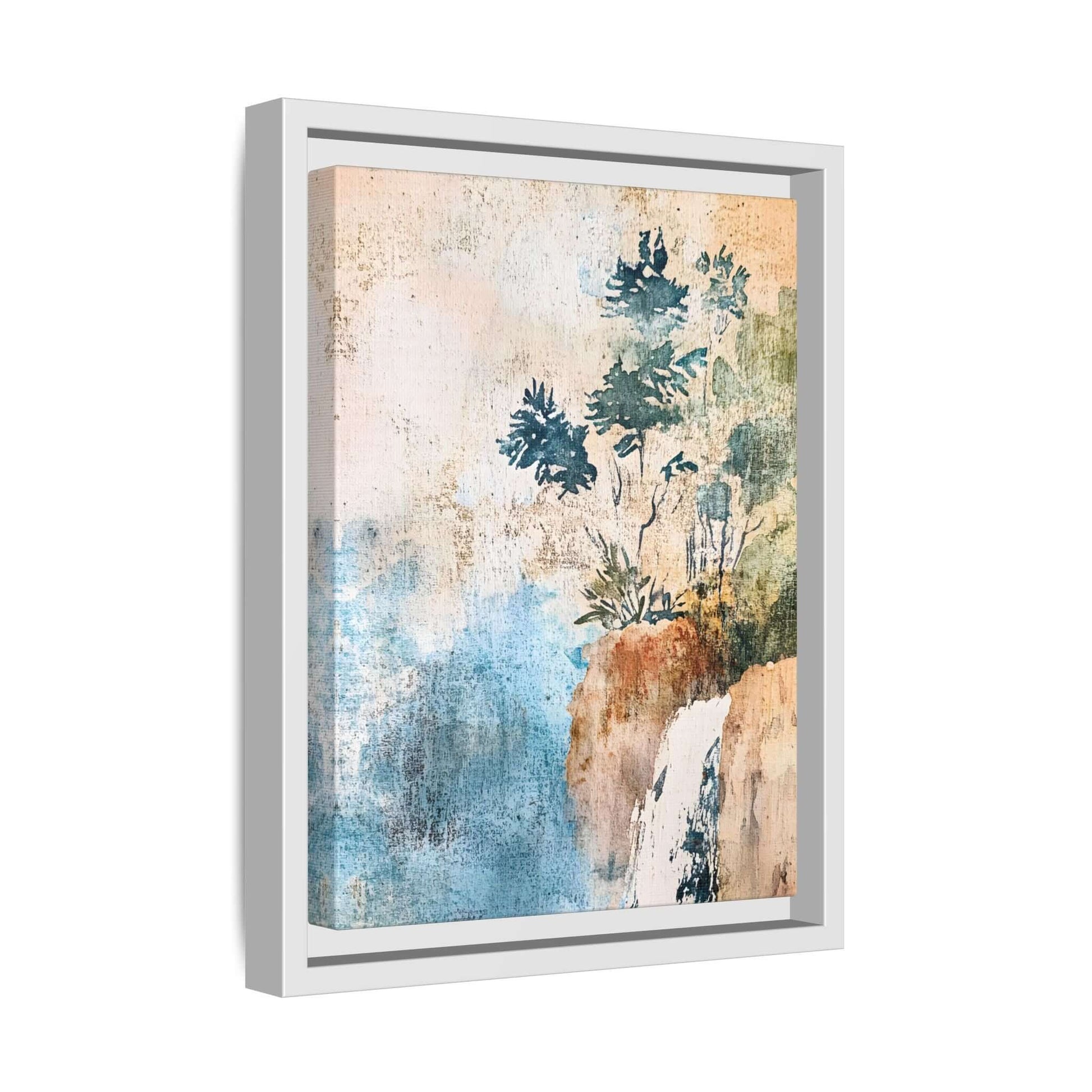 Misty Forest Landscape Wall Art - Framed Watercolor Canvas Print with serene nature design, perfect for home decor and calming ambiance.
