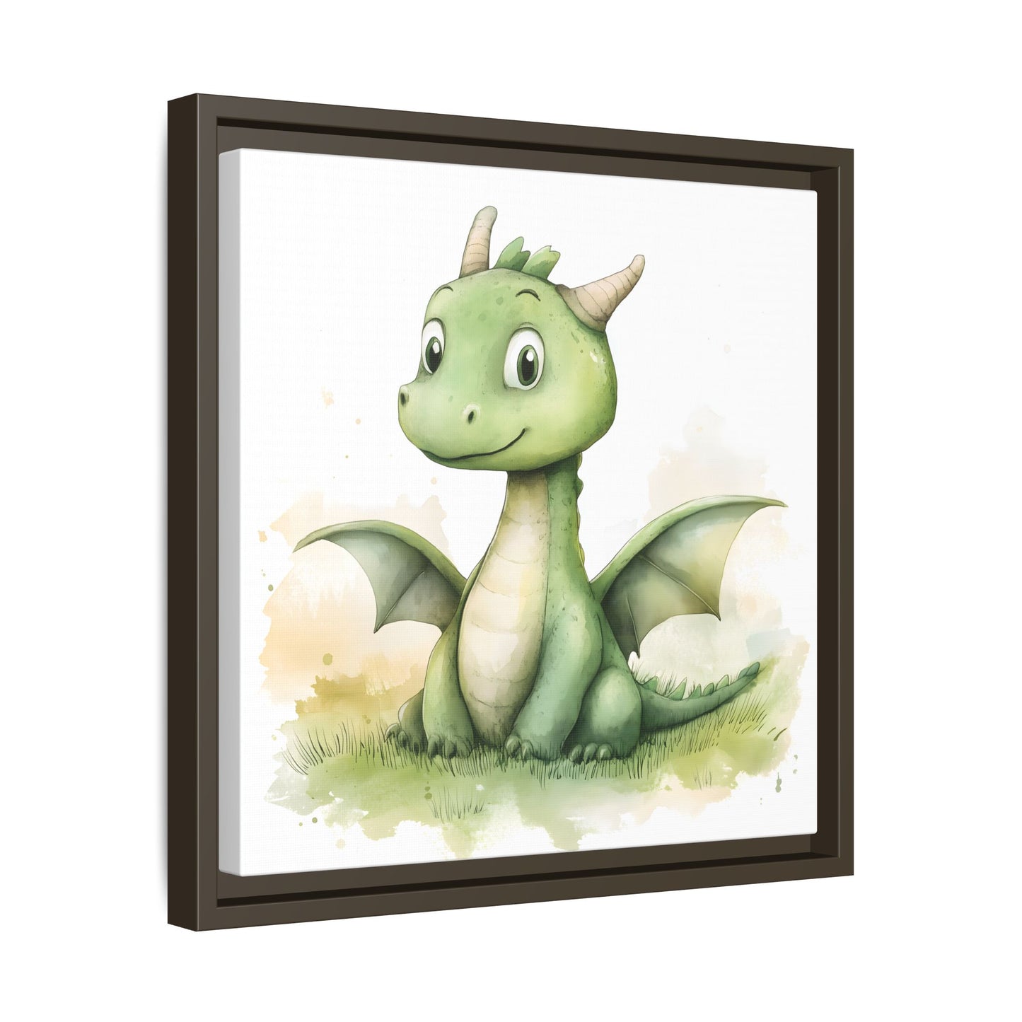 Cute Dragon Matte Canvas Wall Art - Framed Decor for Kids' Rooms