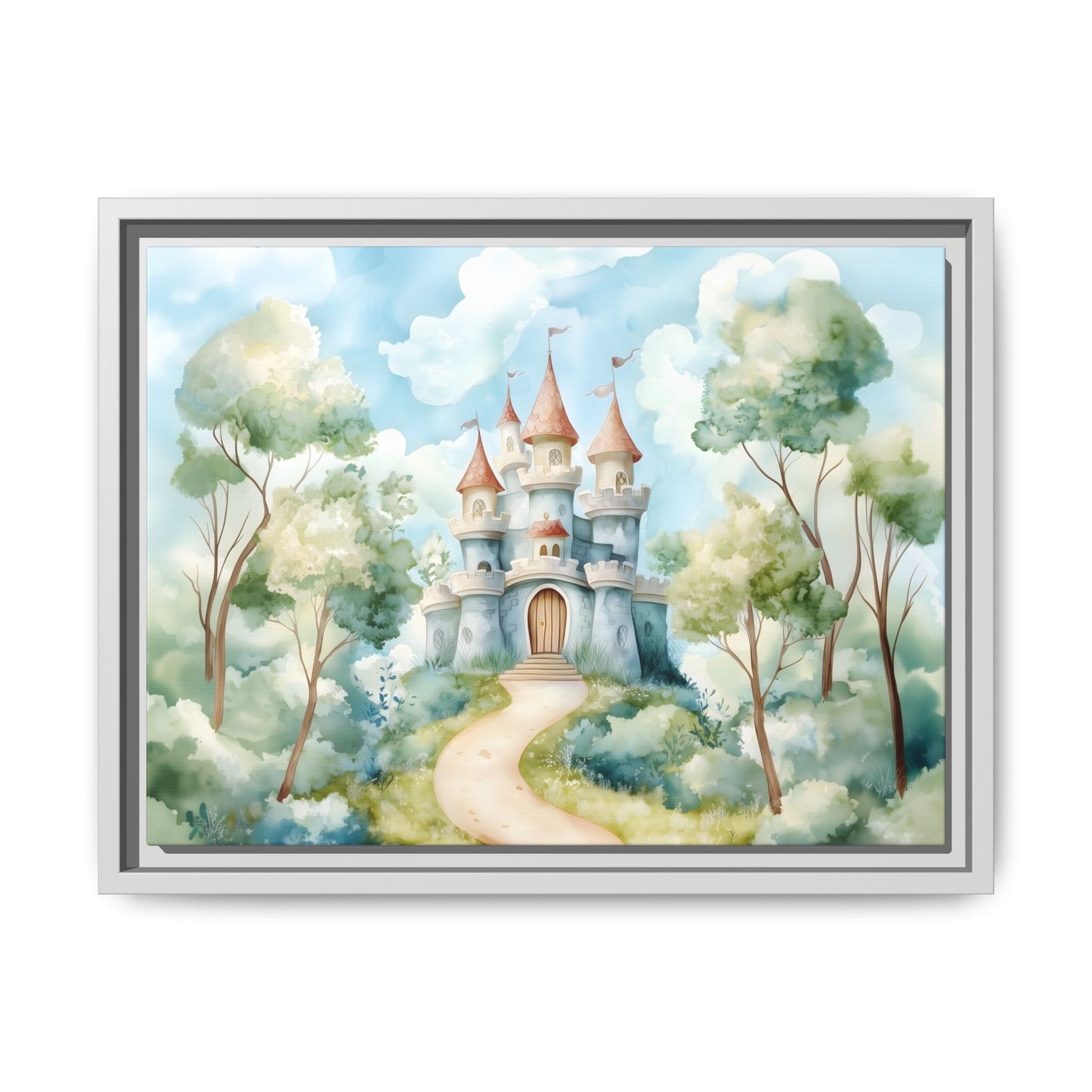 Whimsical Castle Art Print | Framed Matte Canvas for Home Decor