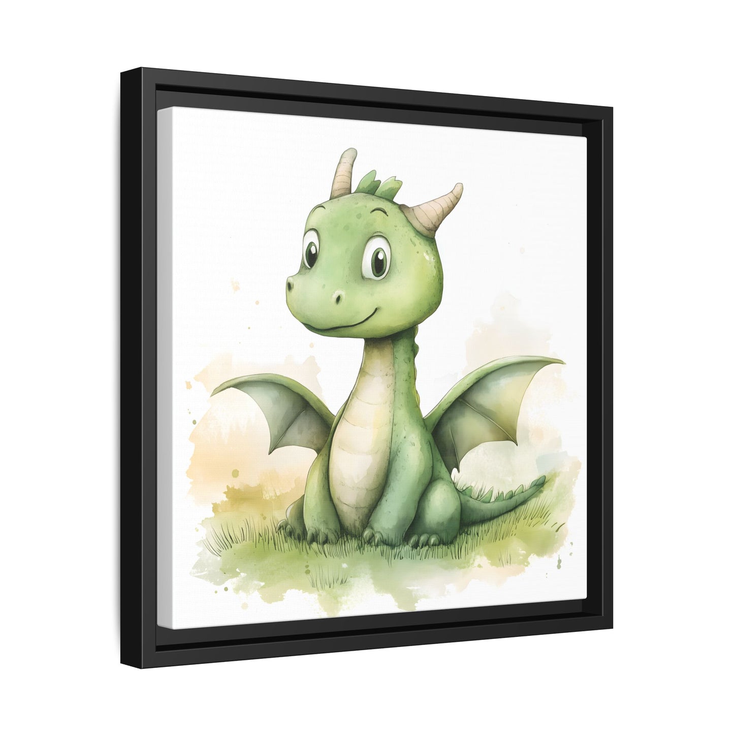 Cute Dragon Matte Canvas Wall Art - Framed Decor for Kids' Rooms