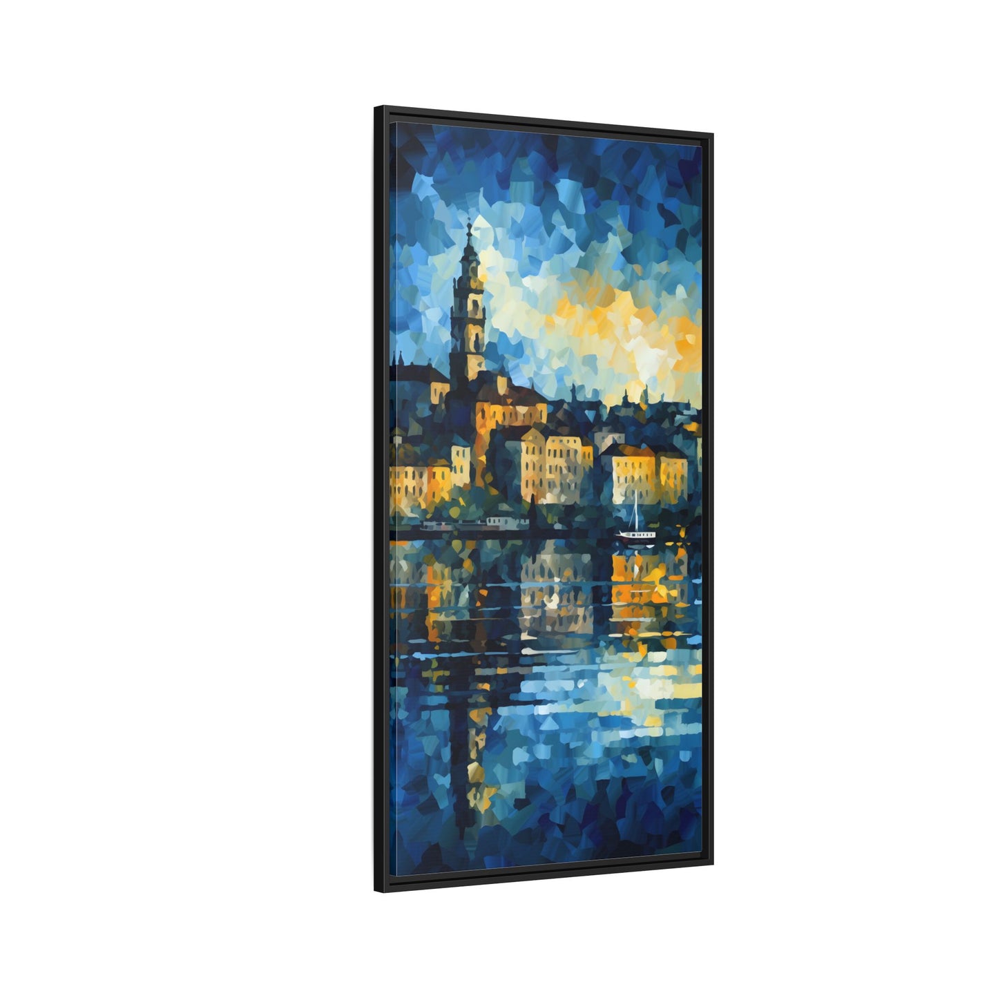 Colorful Framed Matte Canvas Art - Vibrant Cityscape Wall Decor
