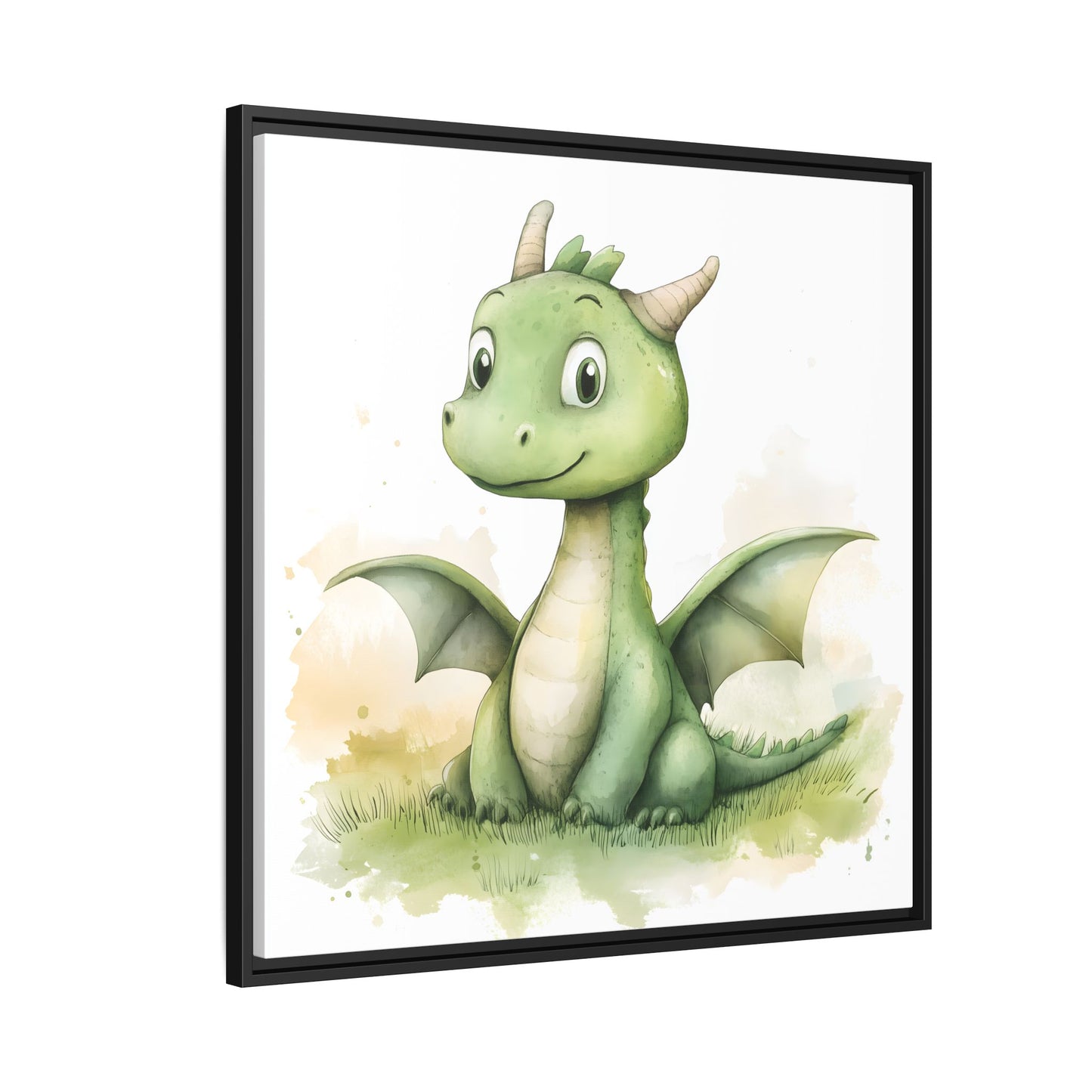 Cute Dragon Matte Canvas Wall Art - Framed Decor for Kids' Rooms