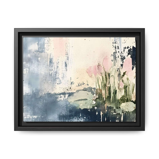 Vibrant floral framed canvas art in multicolor, perfect for adding a serene and joyful touch to any living room or bedroom decor.
