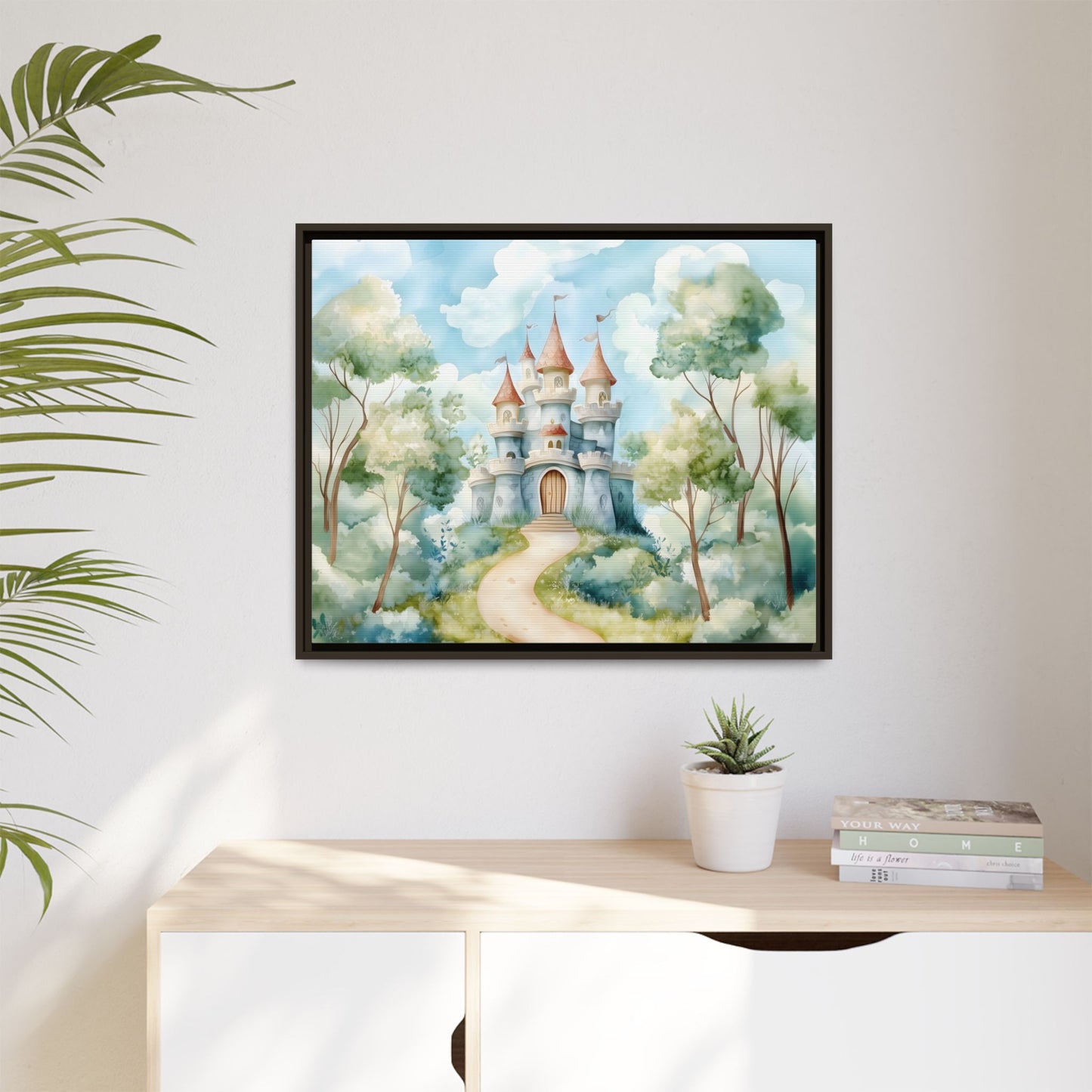 Whimsical Castle Art Print | Framed Matte Canvas for Home Decor