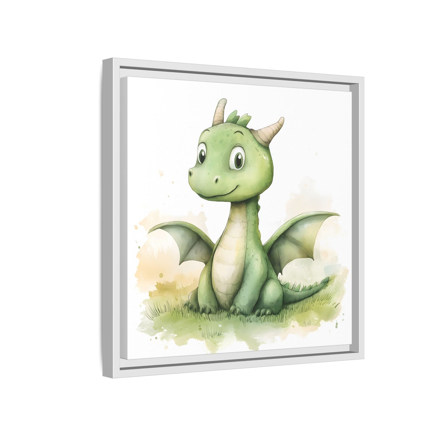 Cute Dragon Matte Canvas Wall Art - Framed Decor for Kids' Rooms